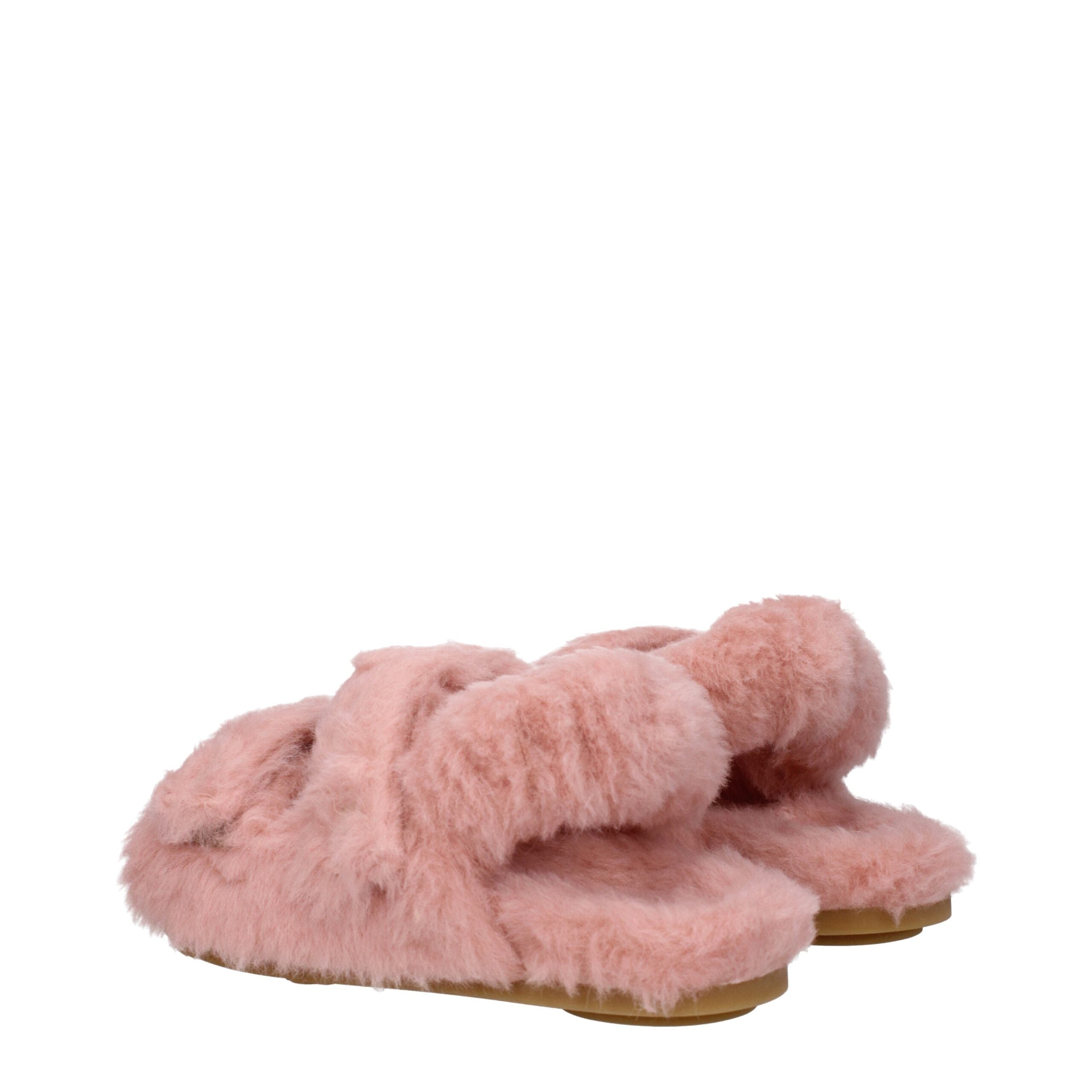 Pink Fur Flat Sandals