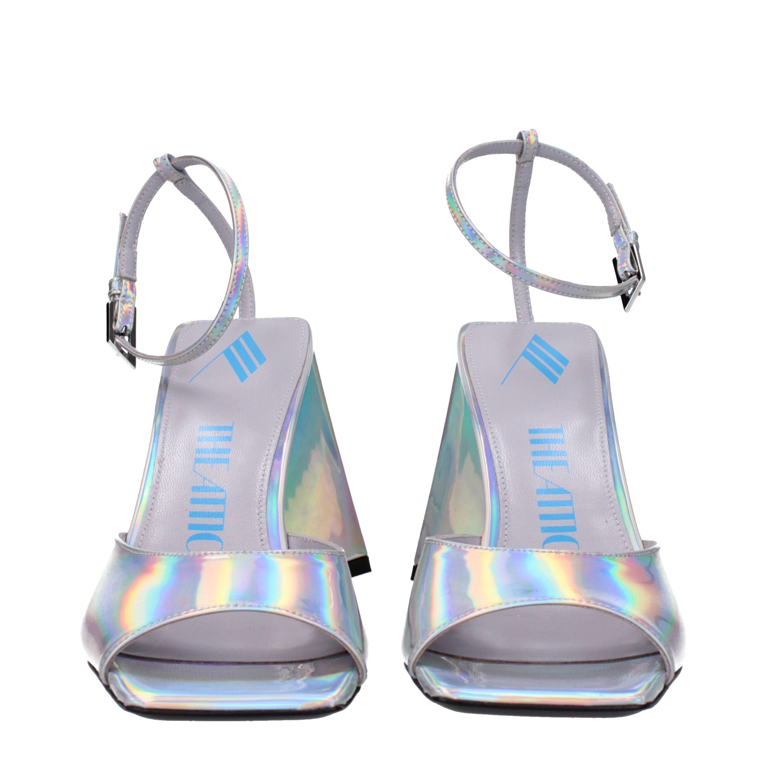 Gray Leather Platform Sandals