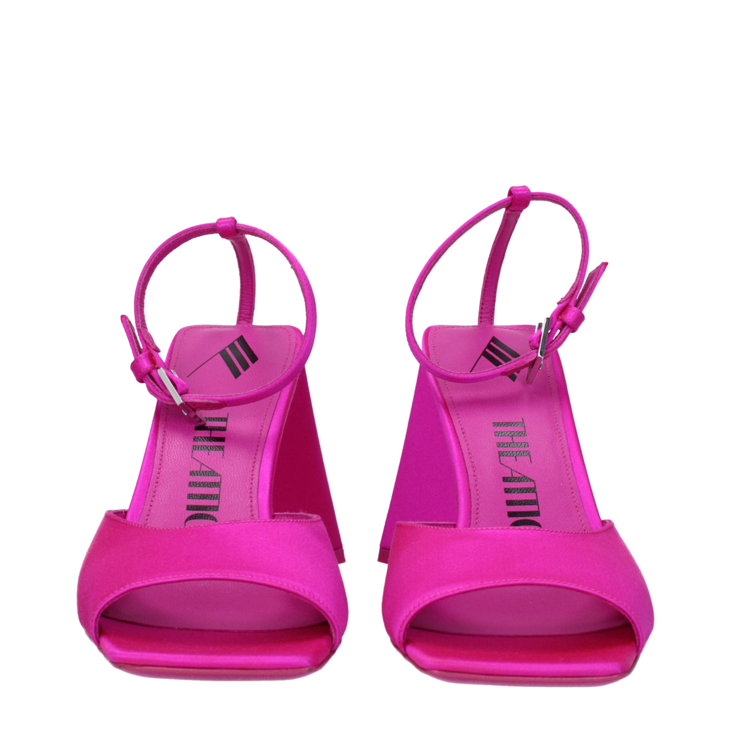 Pink Satin Stiletto Heel Sandals