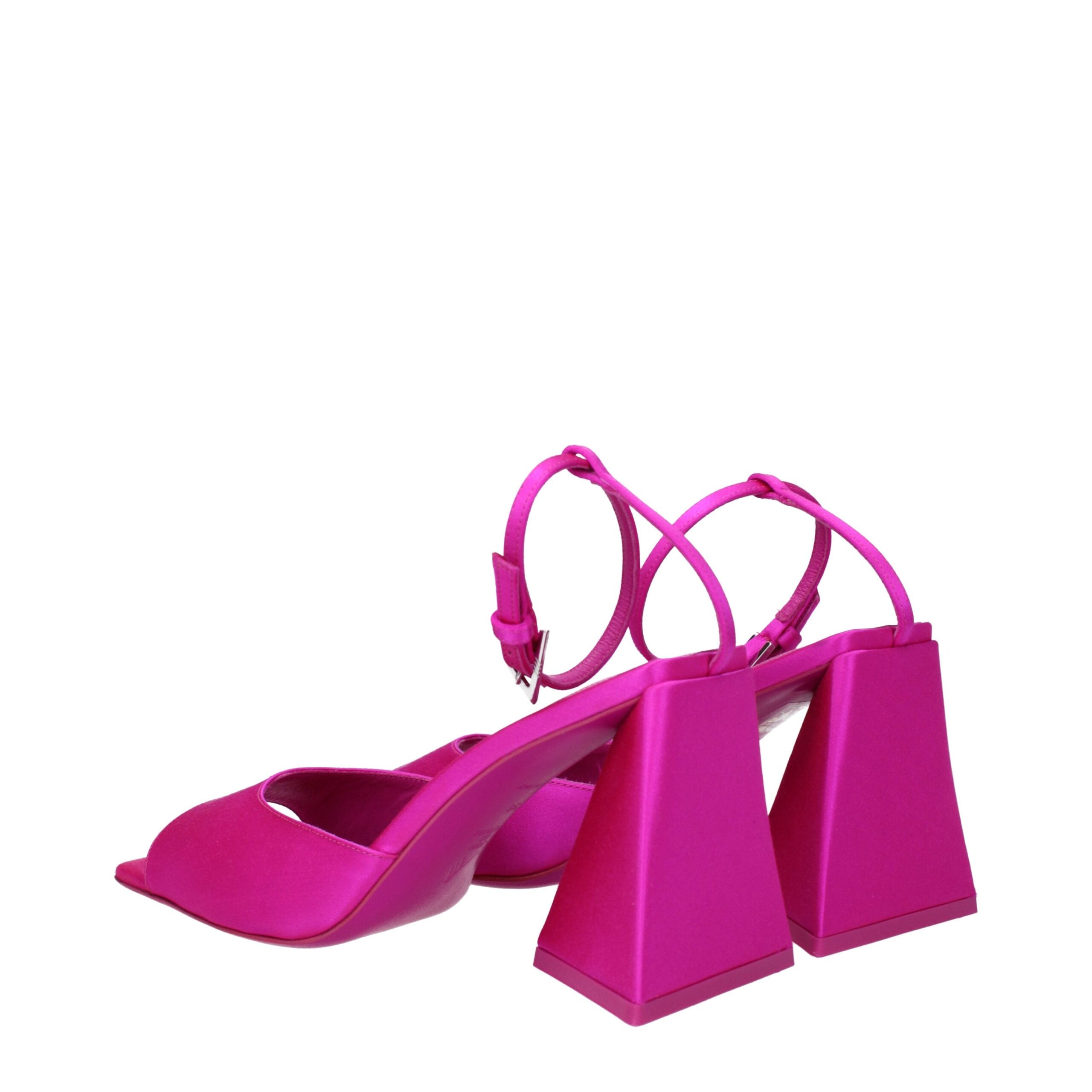 Pink Satin Stiletto Heel Sandals
