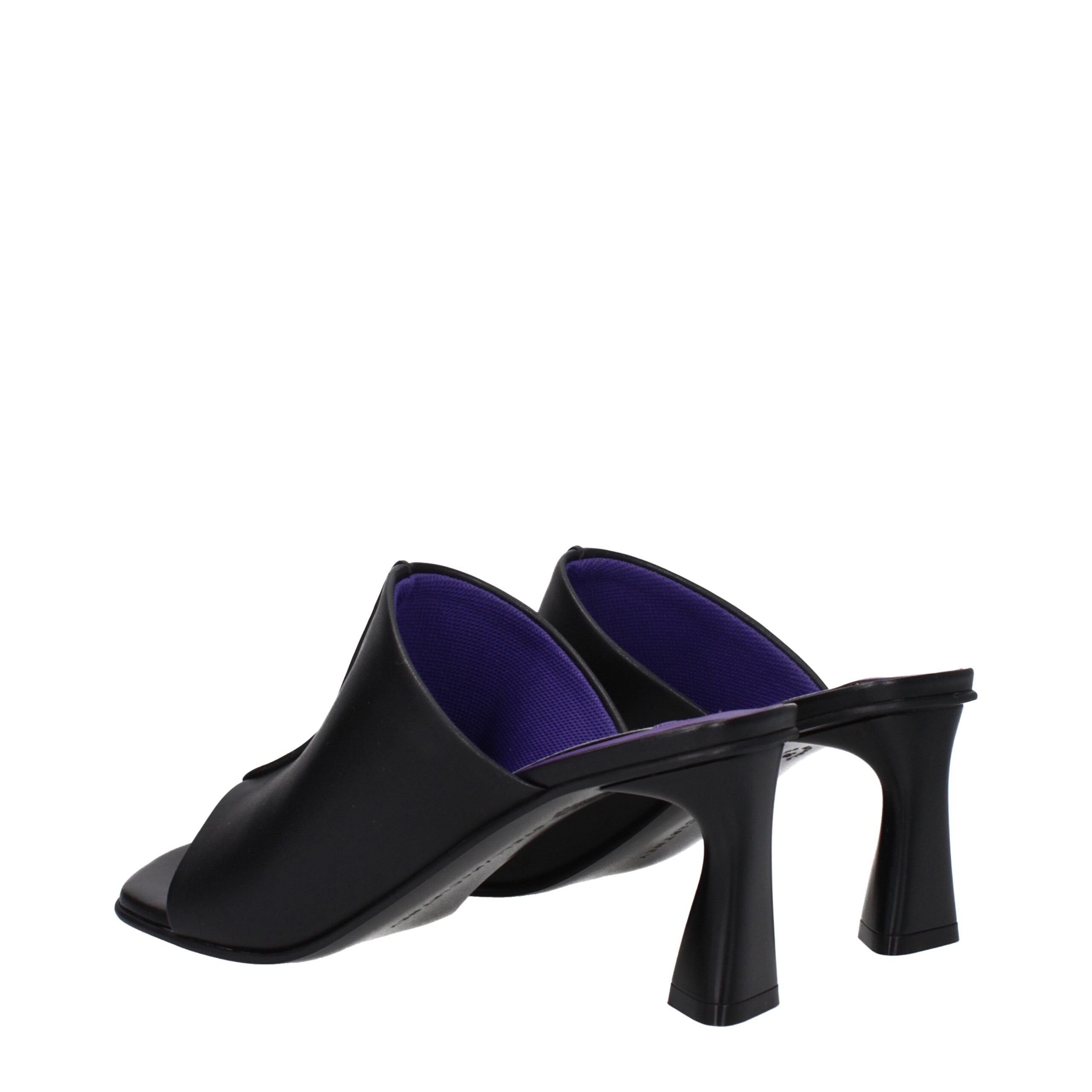 Black Leather Stiletto Heel Sandals