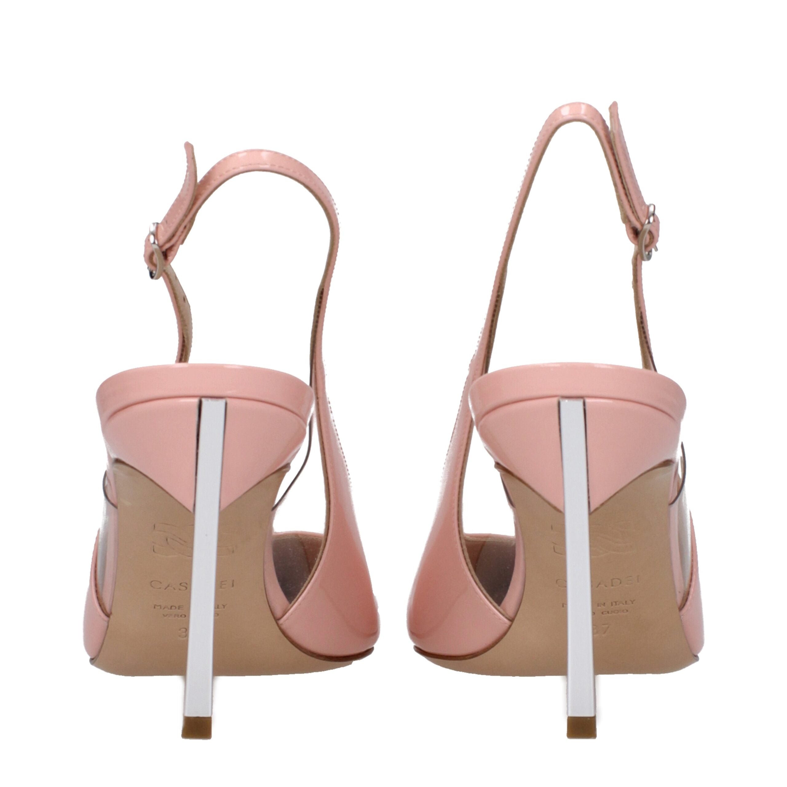 Pink Leather High Heel Pumps