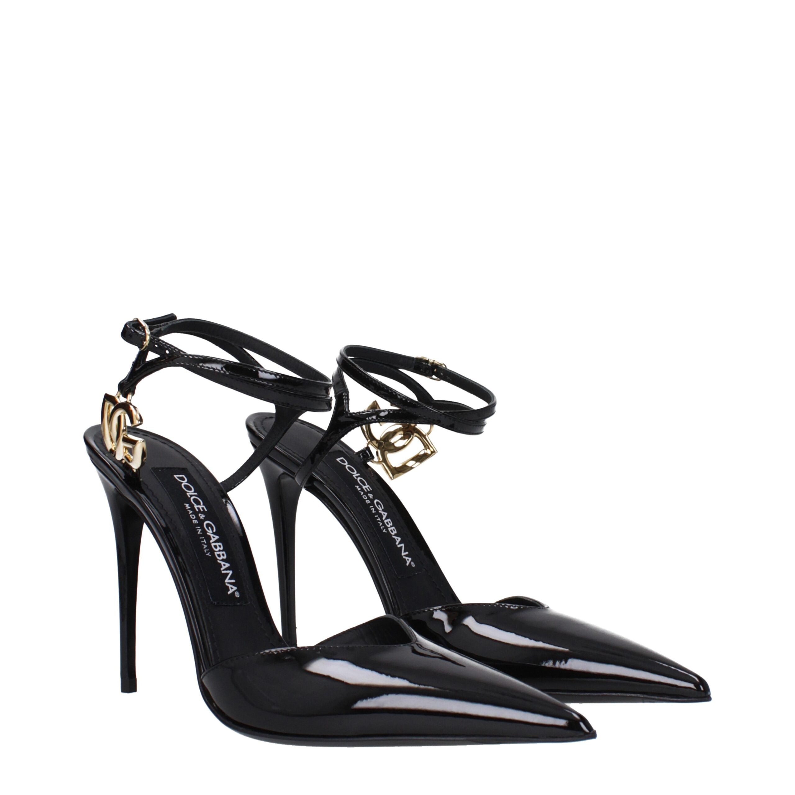 Black Leather Stiletto Heel Sandals
