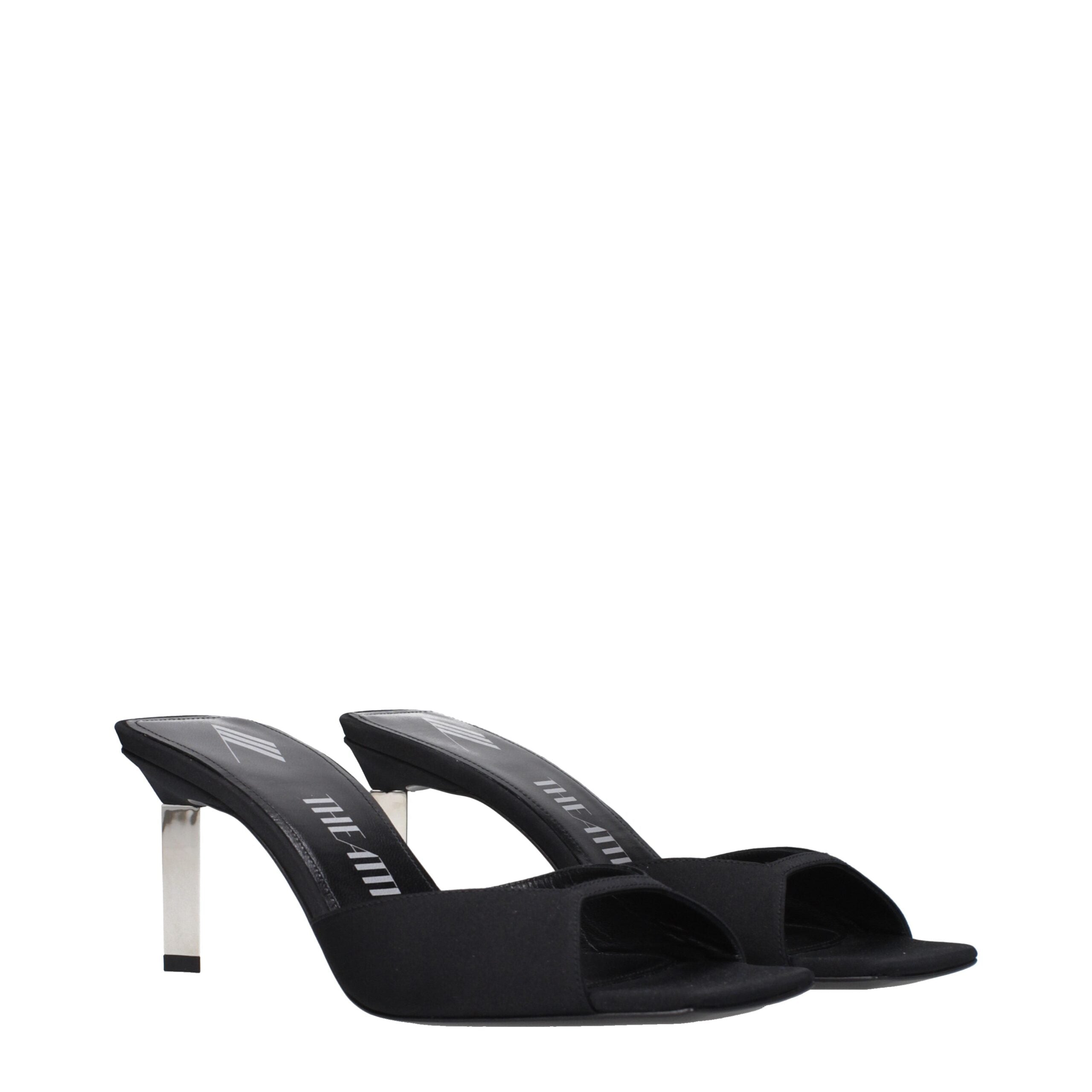 Black Satin Stiletto Heel Sandals