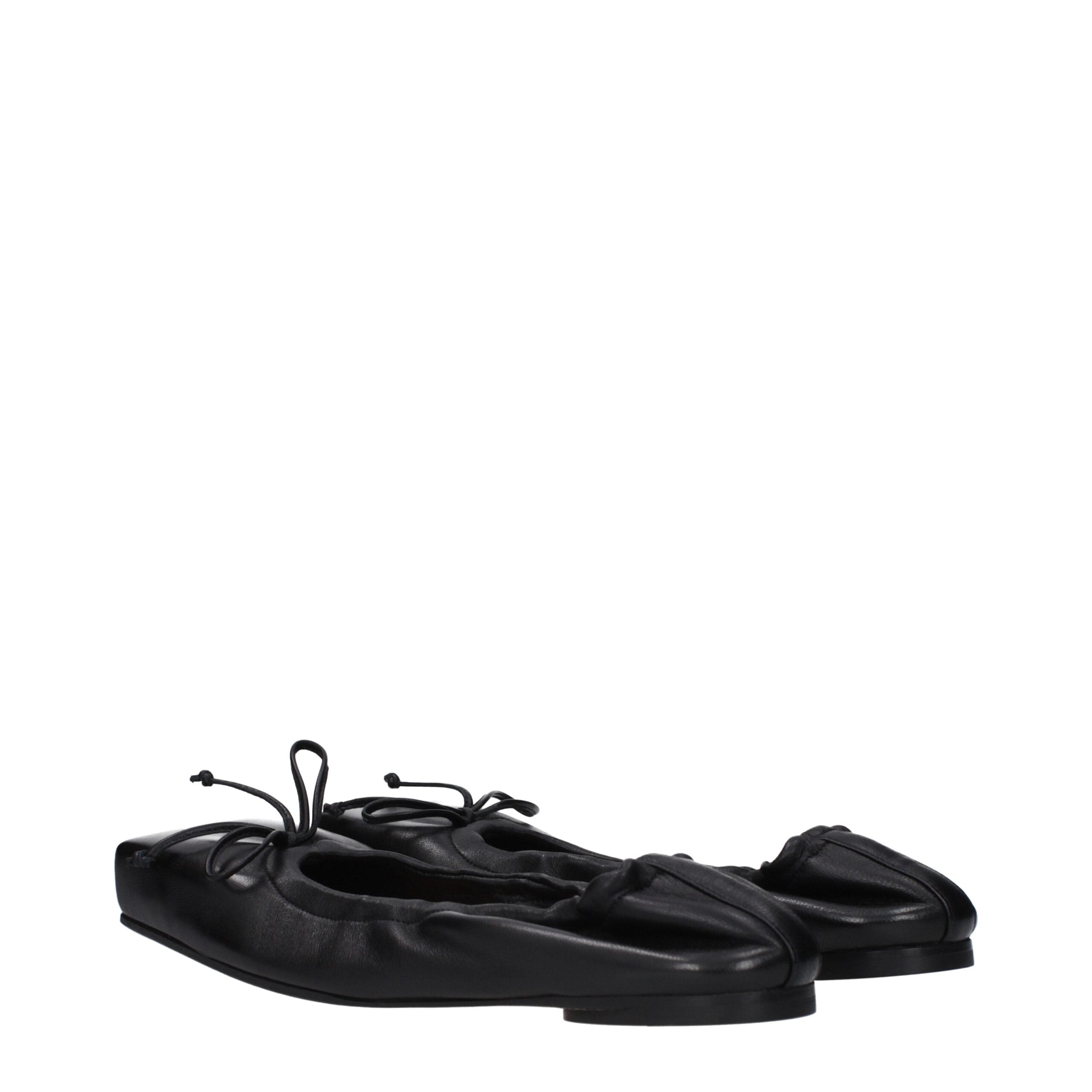Black Leather Ballet Flats