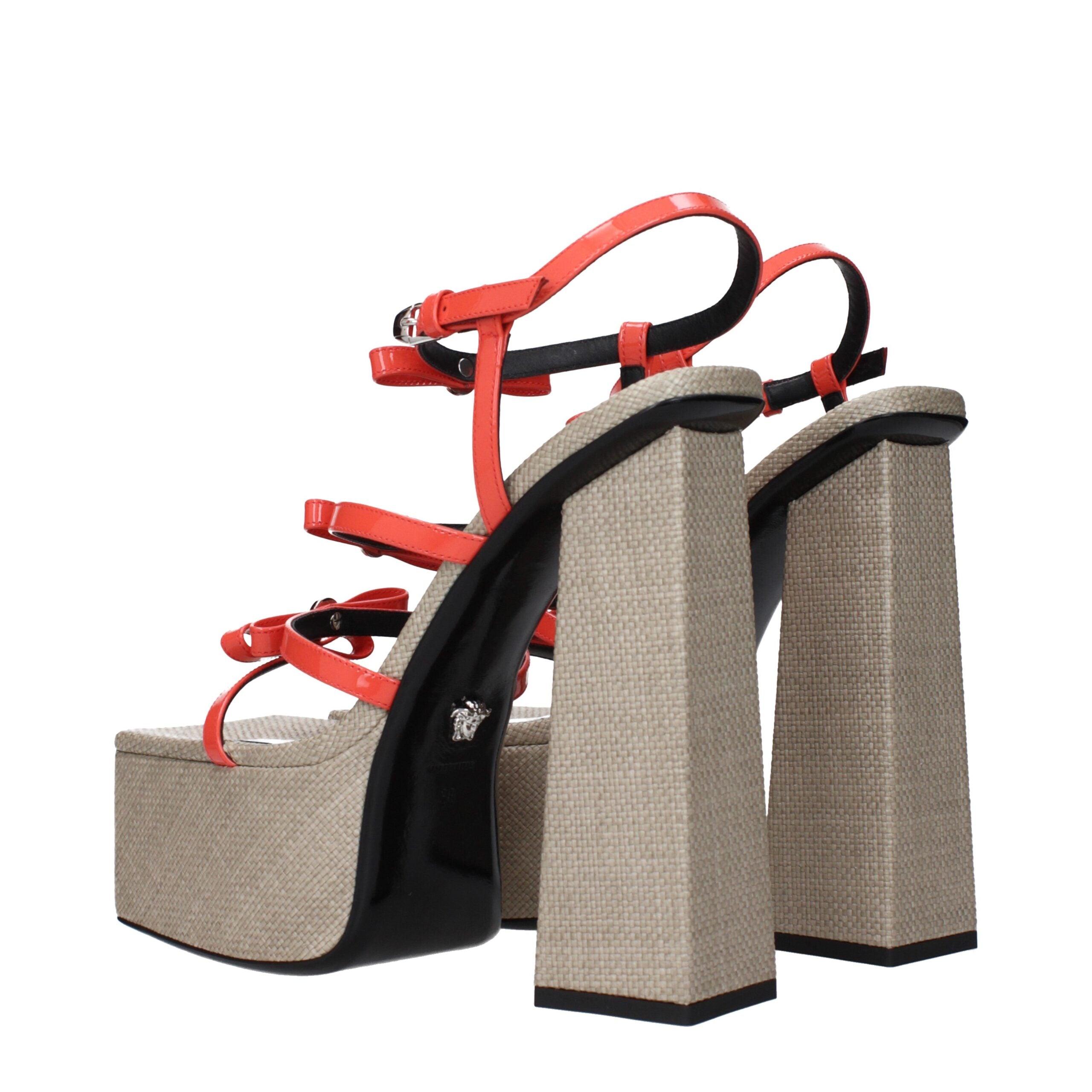 Orange Leather Platform Sandals