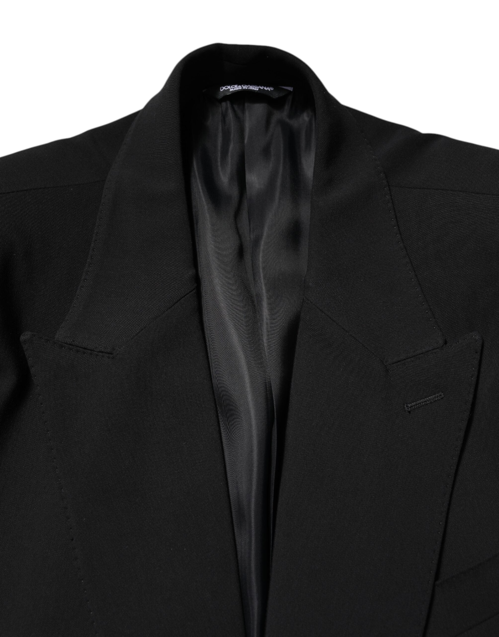 Black Cotton Single Breasted 2 Piece Suit