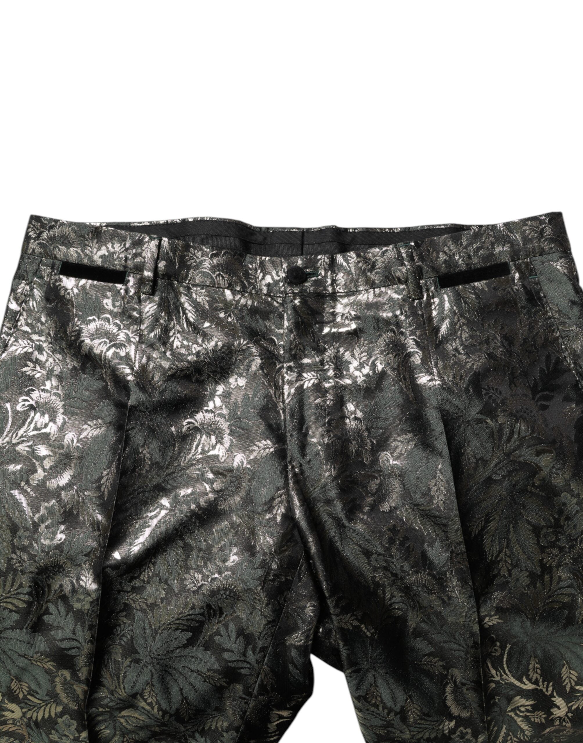 Metallic Floral Jacquard Silk 2 Piece Suit