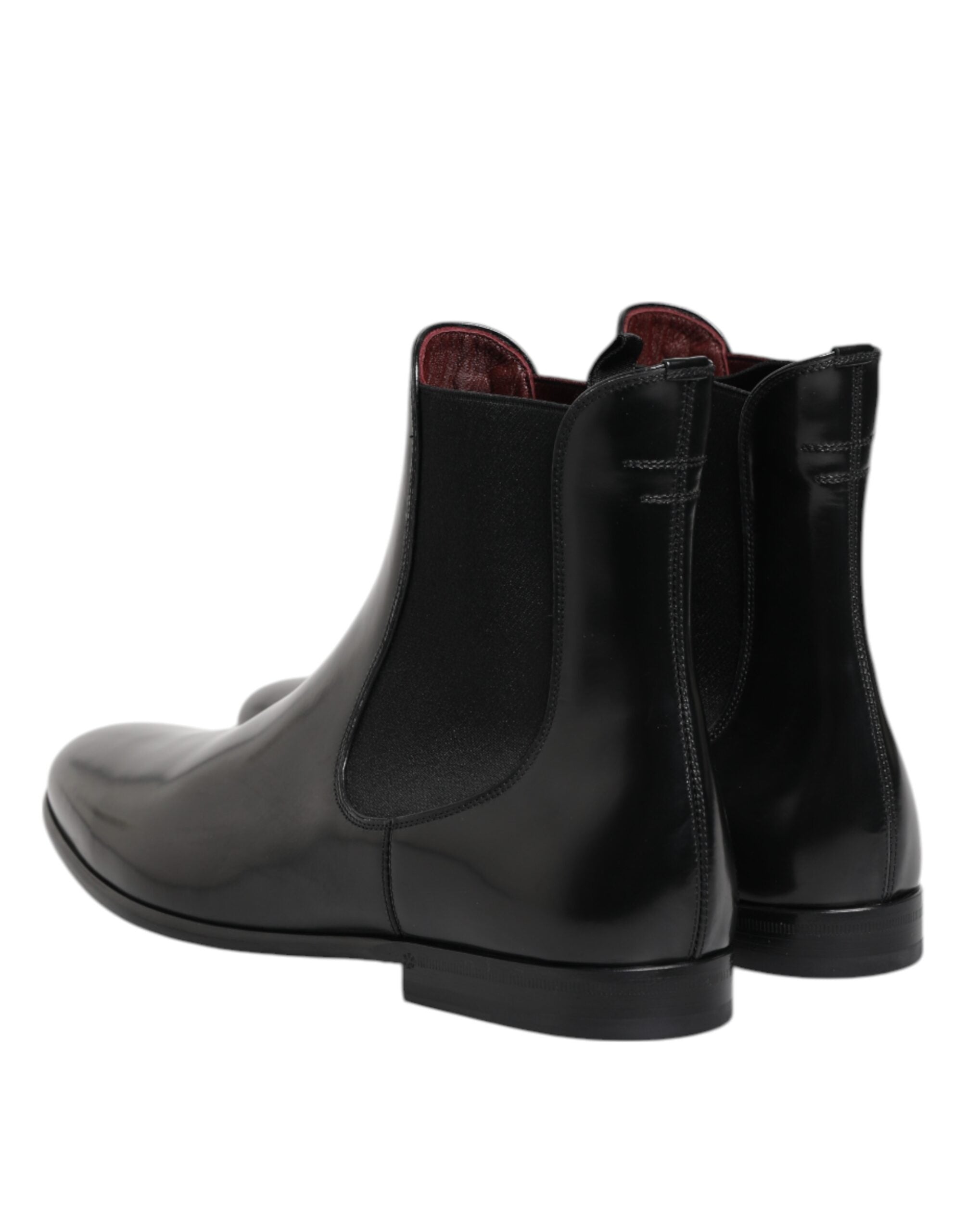 Black Chelsea Slip On Mid Calf Boots Shoes