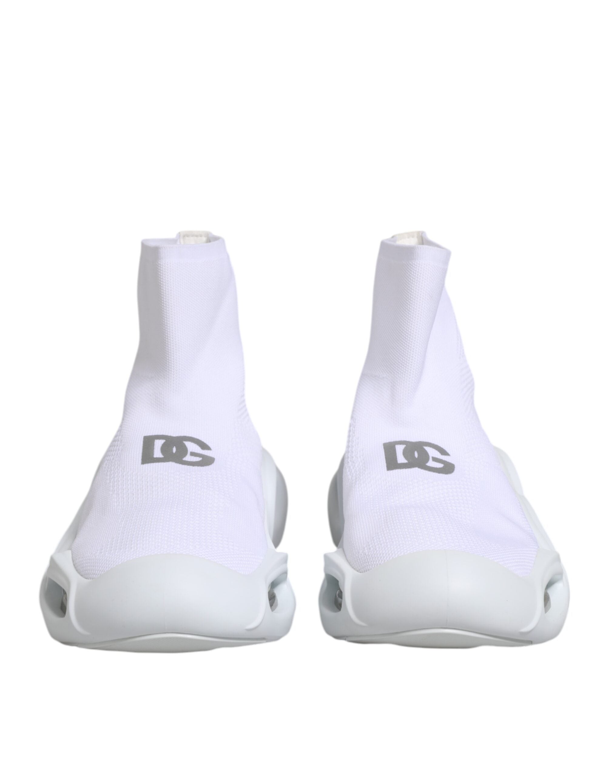 White Silver Slip On Wave Socks Sneakers Shoes