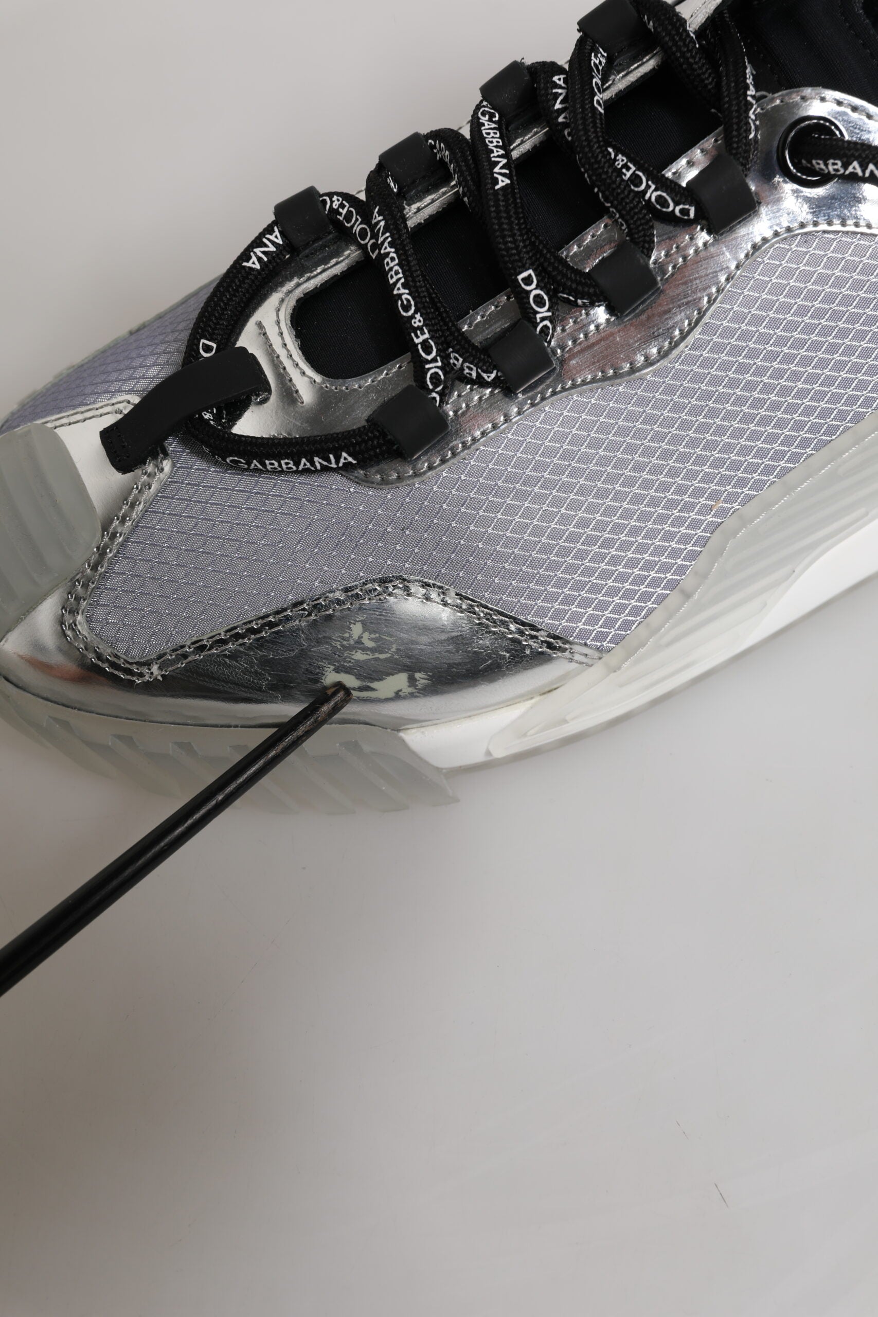 Silver Black Nylon NS1 Low Top Men Sneakers Shoes