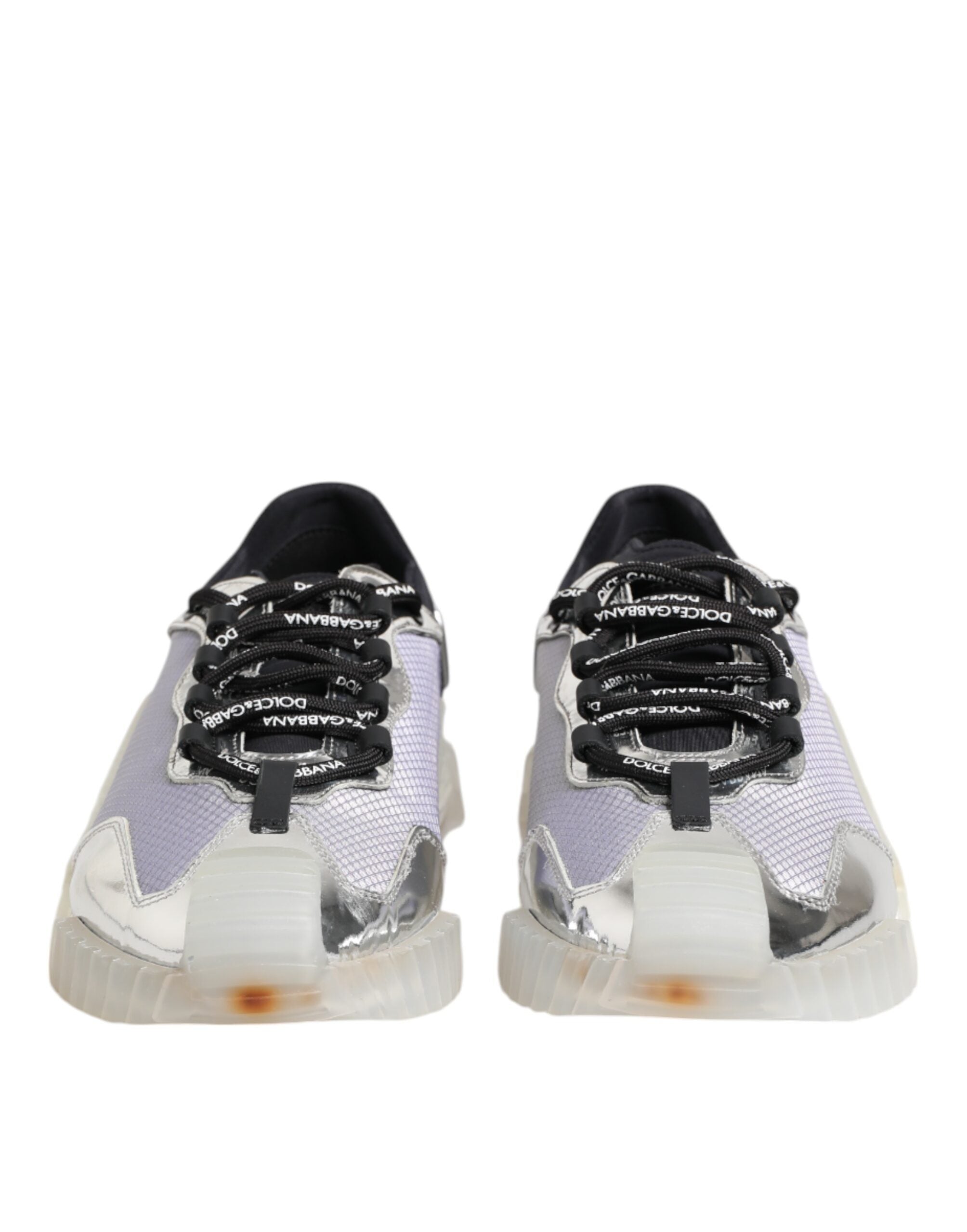 Silver Black Nylon NS1 Low Top Sneakers Shoes