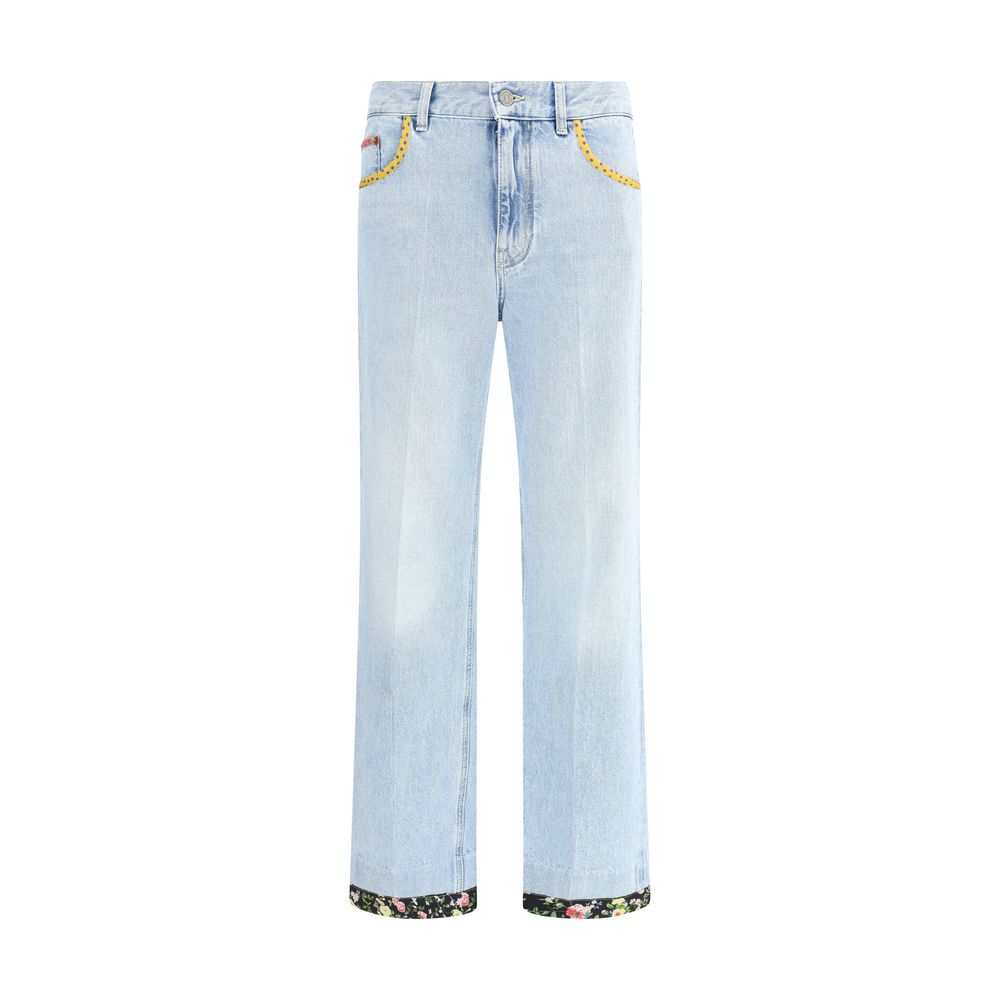 Light Blue Cotton Straight-Leg Jeans
