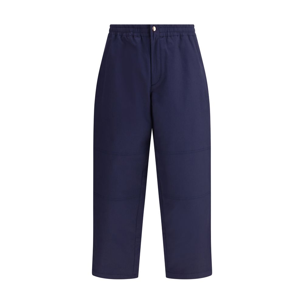 Blue Cotton Casual Pants