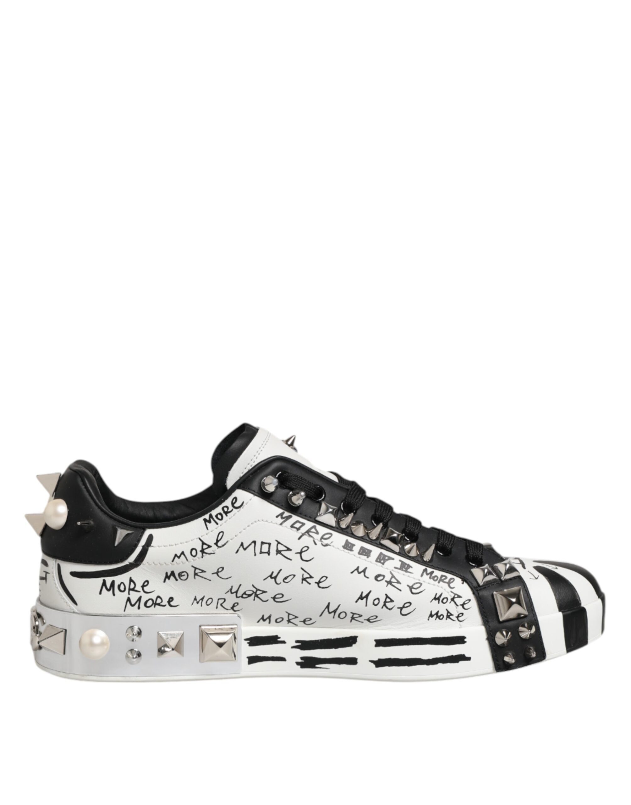 Black White Studded Low Top Sneakers Shoes