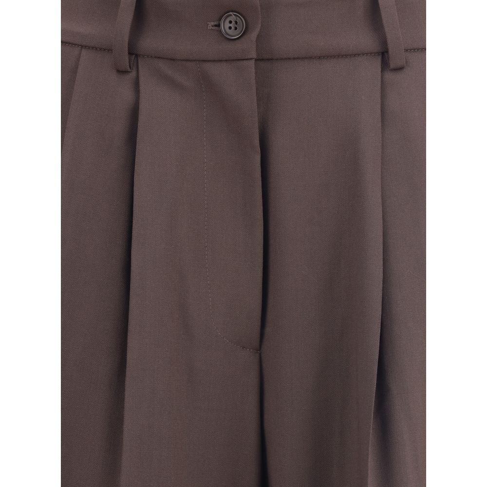 Brown Fleece Wool Dress Pants