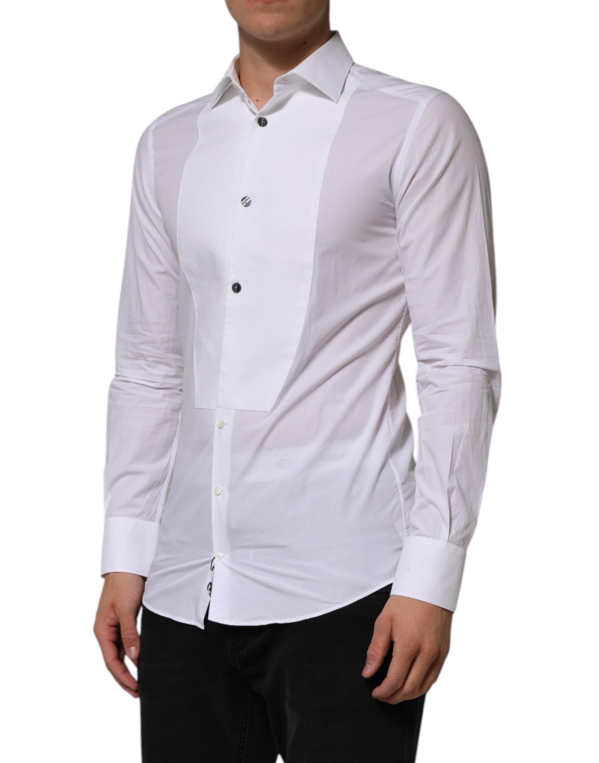 White Bib Cotton Poplin GOLD Men Formal Shirt