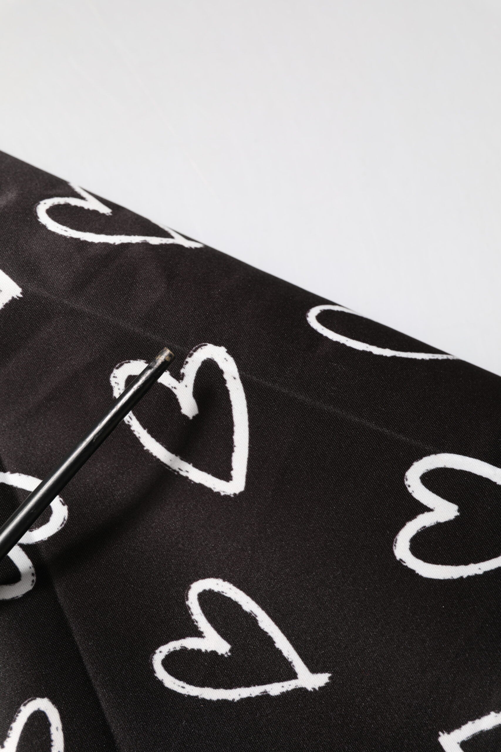 Black Polyester Heart Print Bomber Jacket