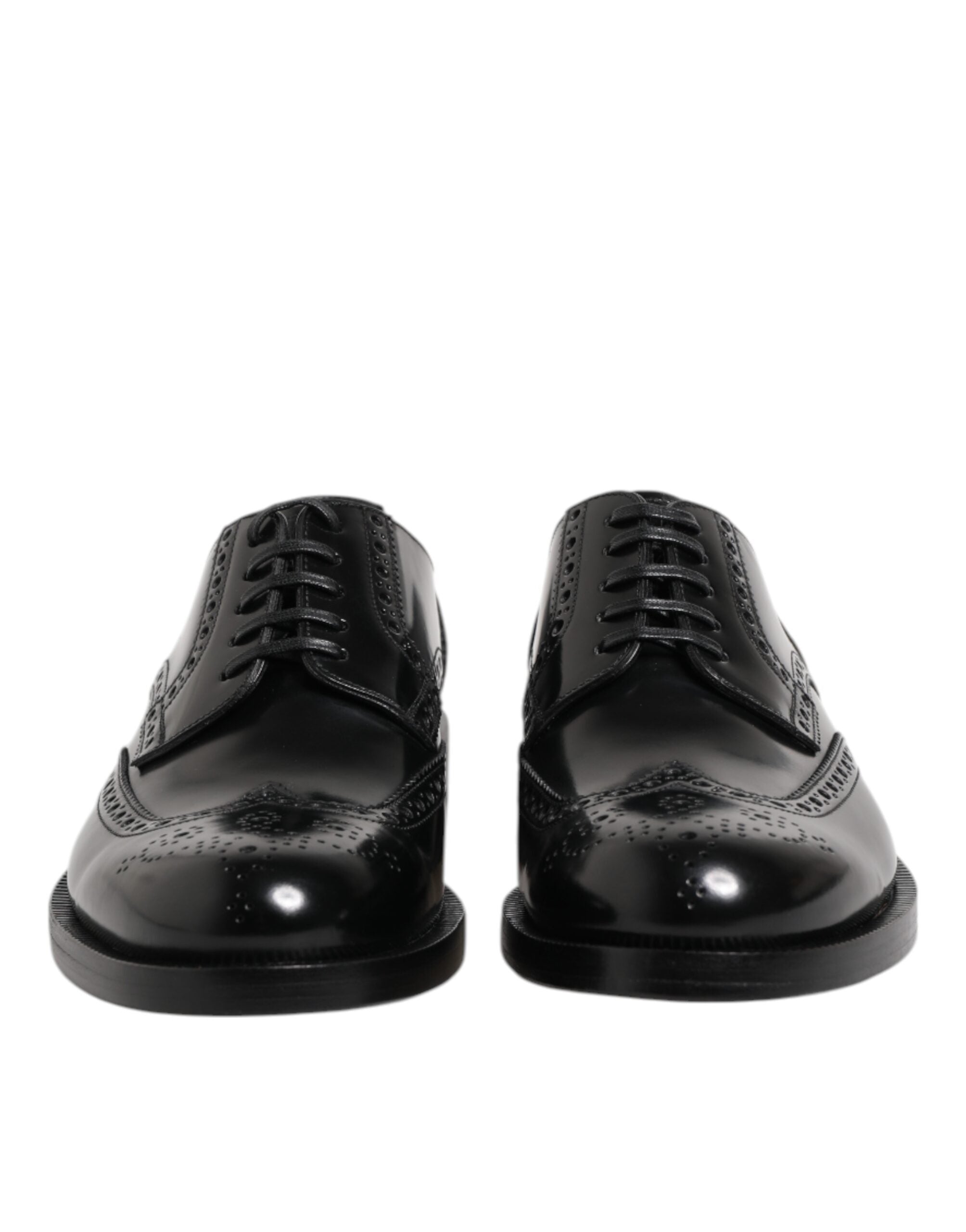 Black Leather Derby Wingtip Formal Shoes