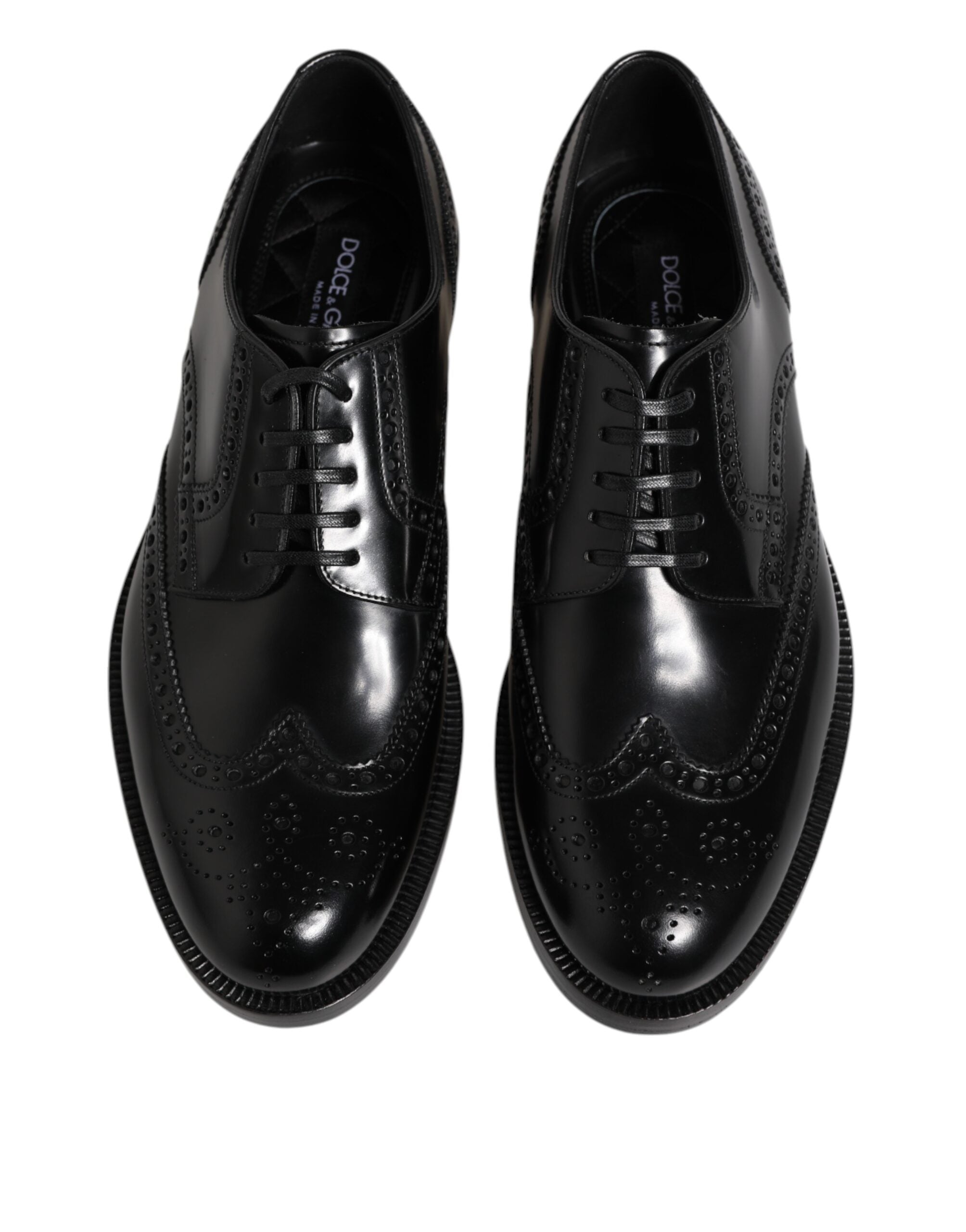 Black Leather Derby Wingtip Formal Shoes