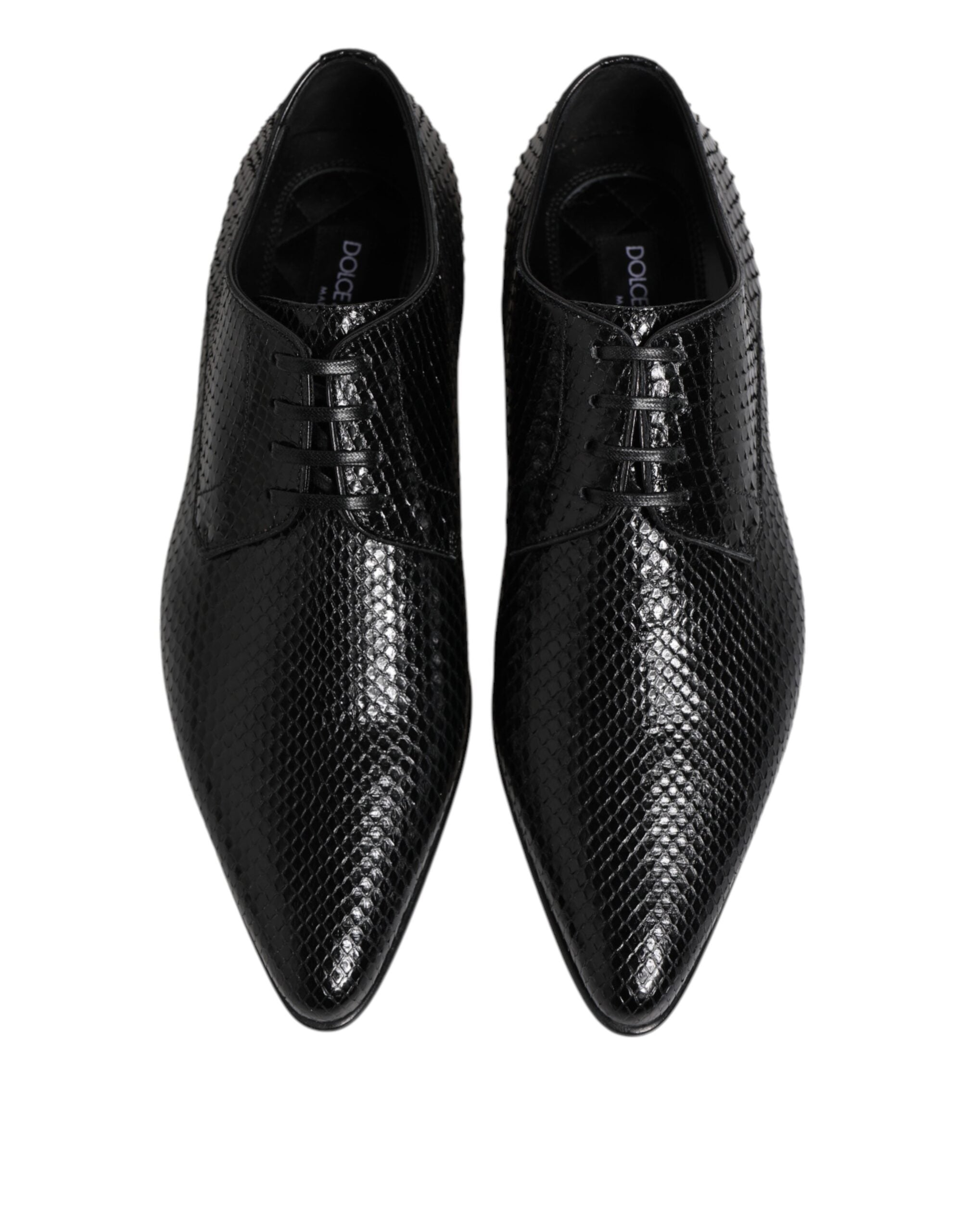 Black Exotic Leather Lace Up Derby Shoes