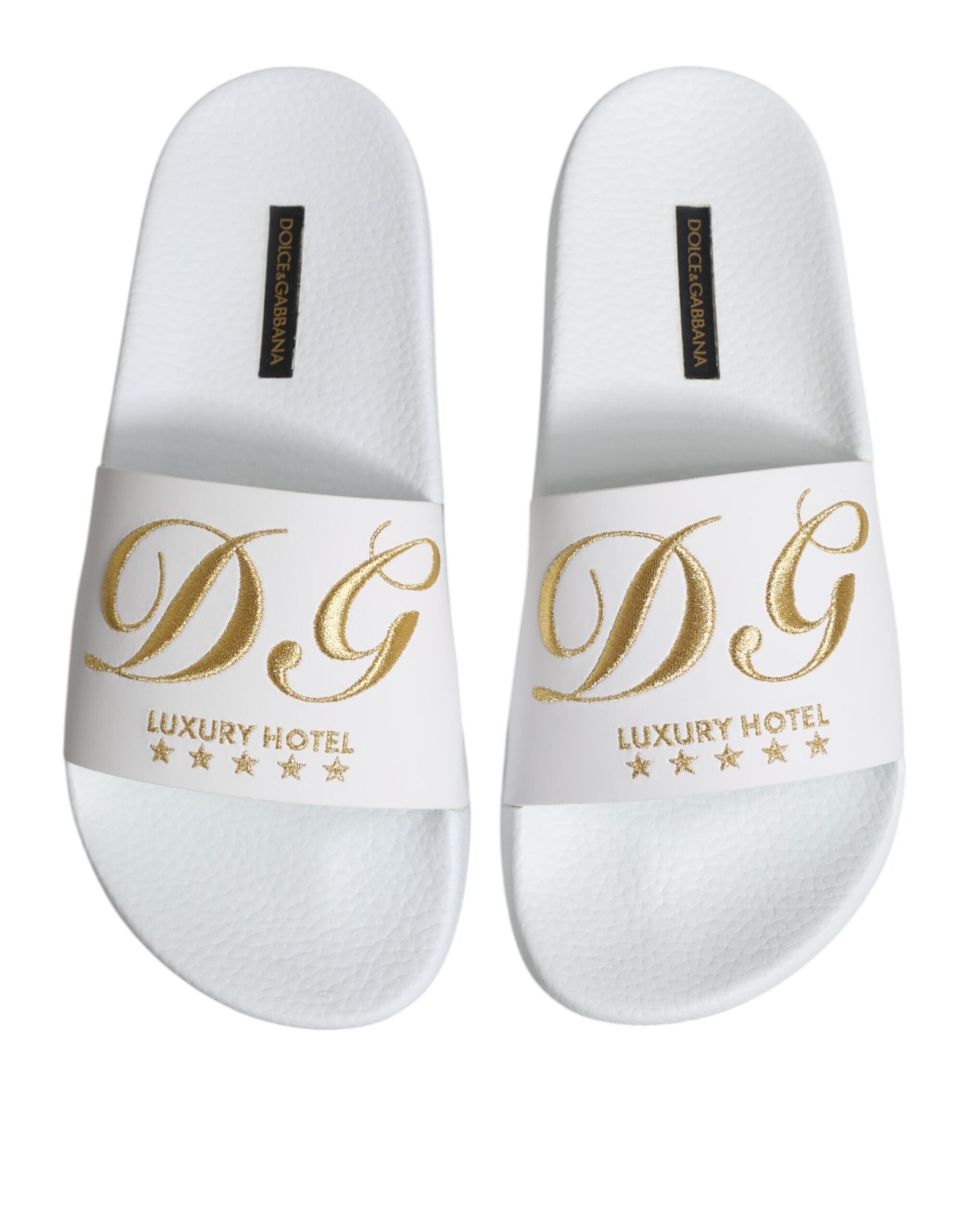 White Leather Slides Sandals Beachwear Shoes