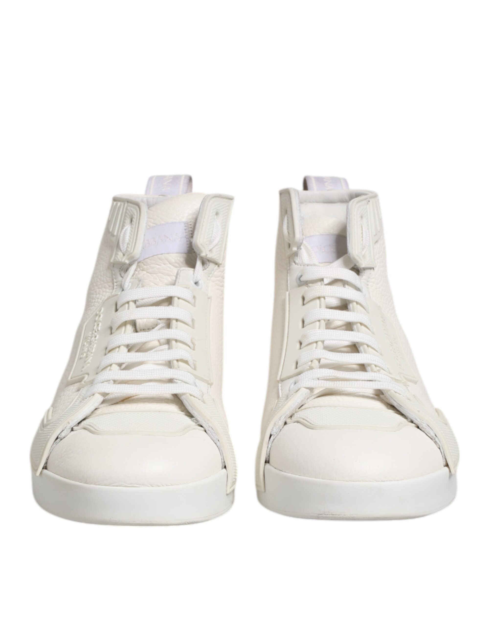 White Leather Mid Top Sneakers Shoes
