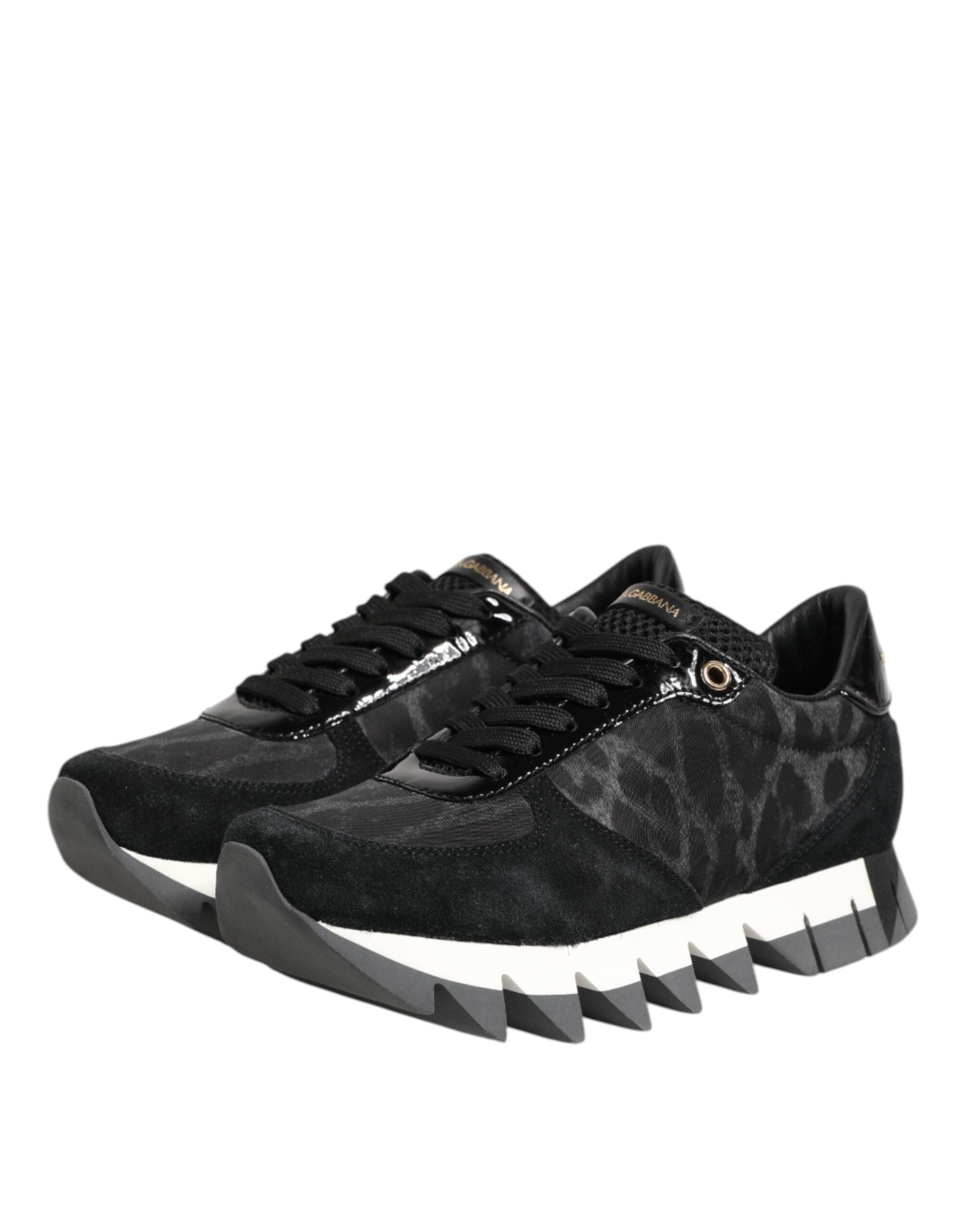 Black Gray Leopard Low Top Sneakers Shoes