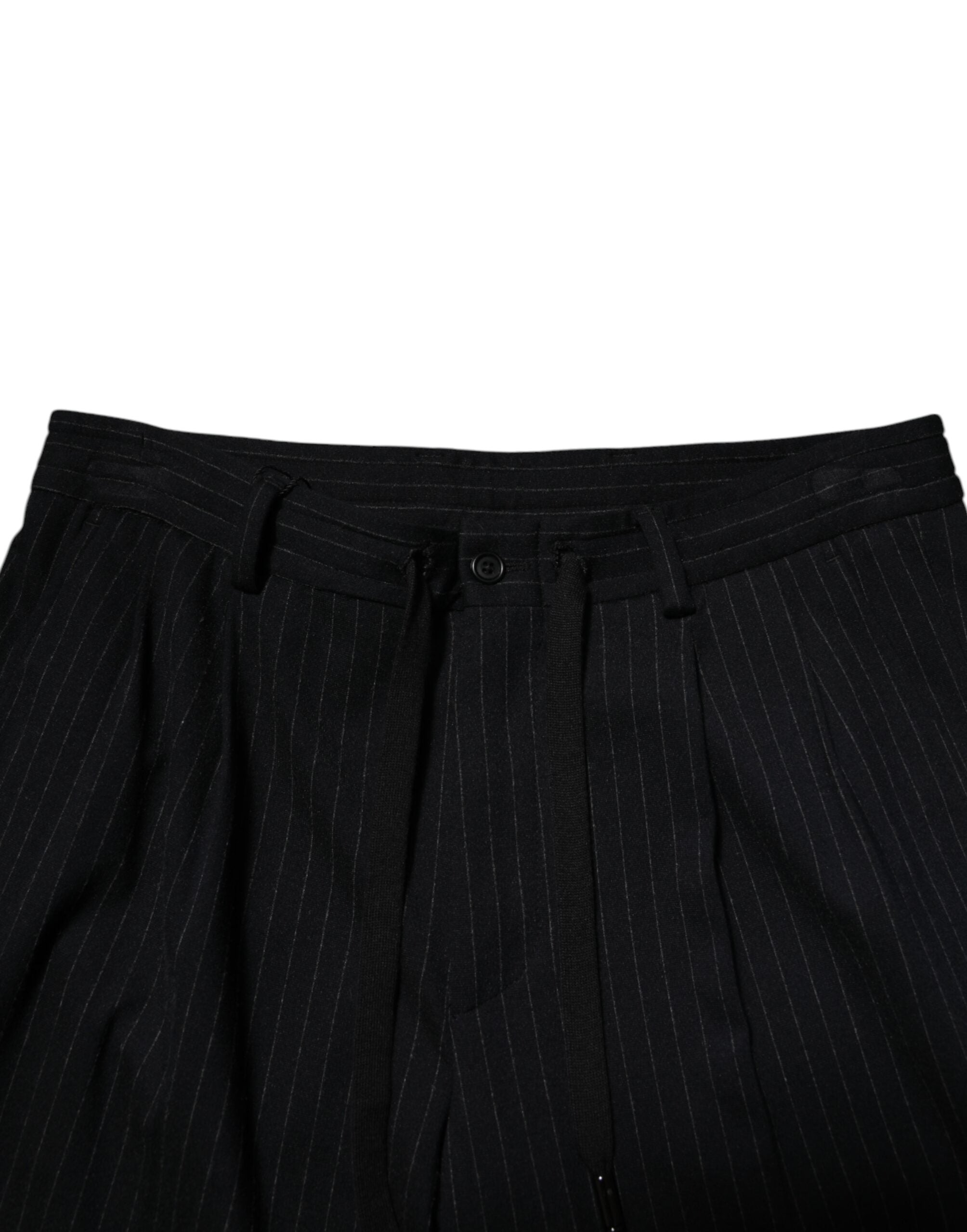 Black Stripes Viscose Skinny Dress Men Pants