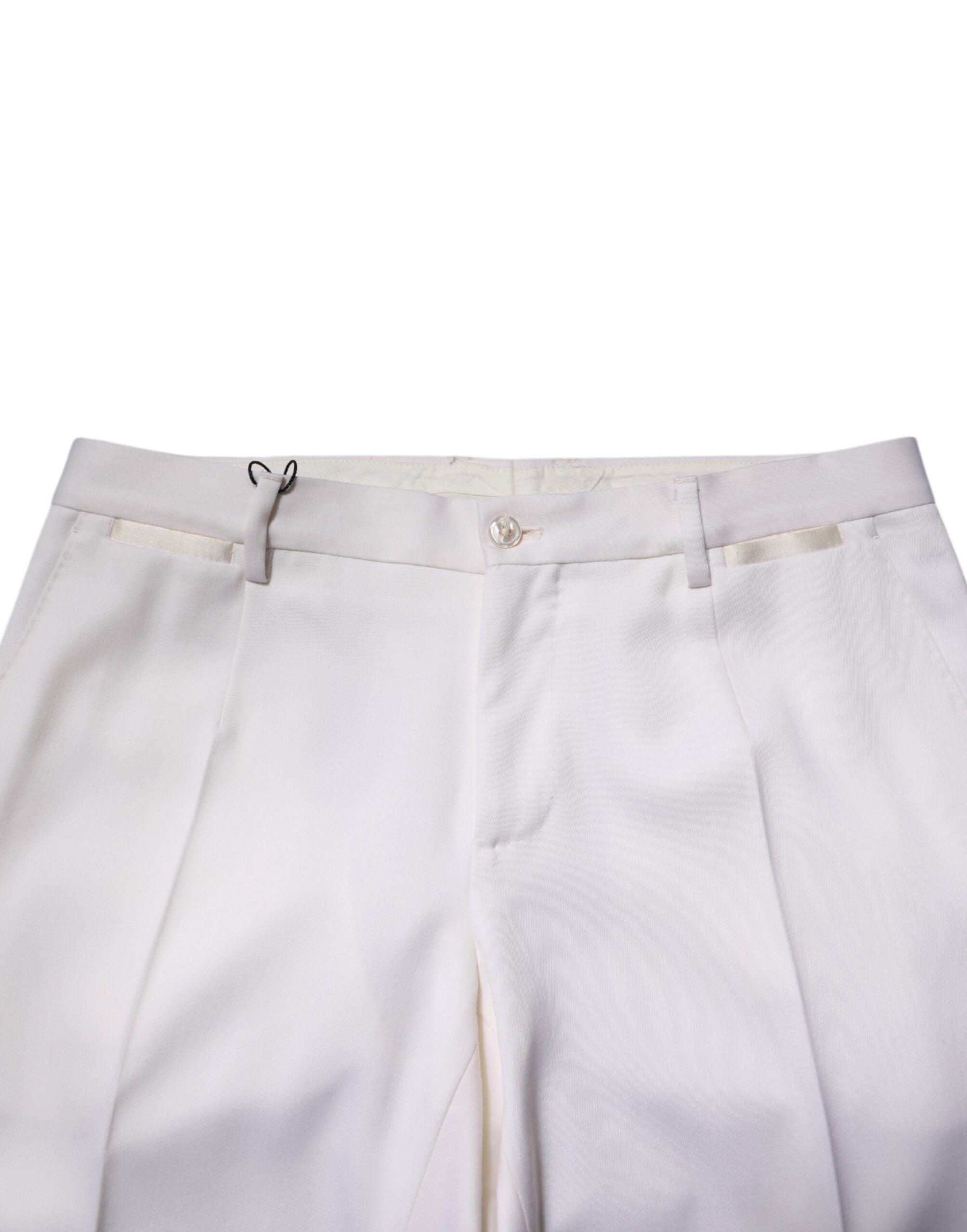 White Polyester Tapered Formal Trouser Pants
