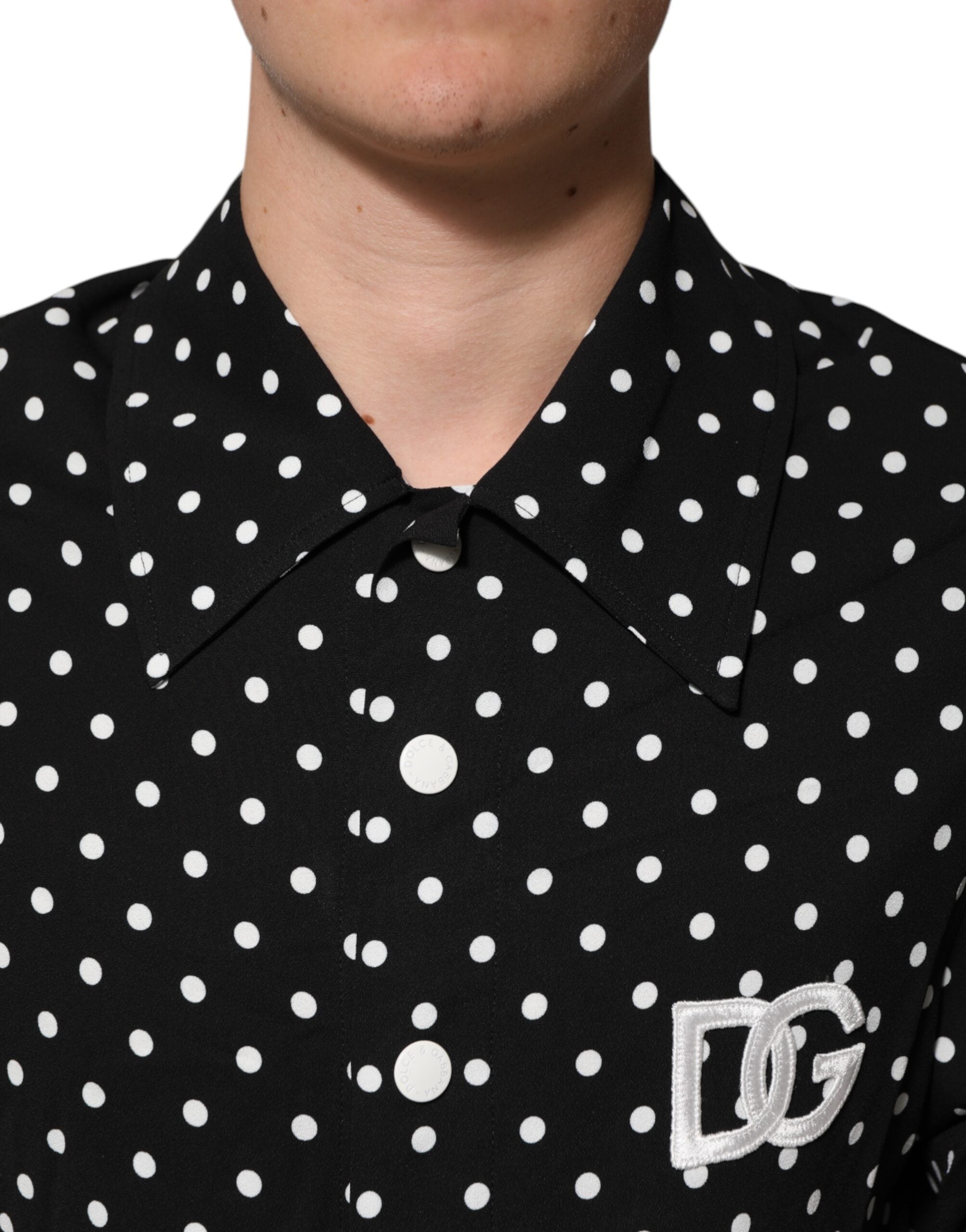Black Polka Dot Short Sleeves Collared Polo T-shirt