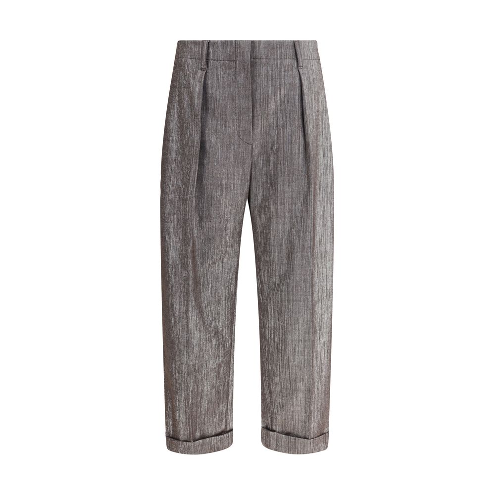Brown Polyester Casual Pants