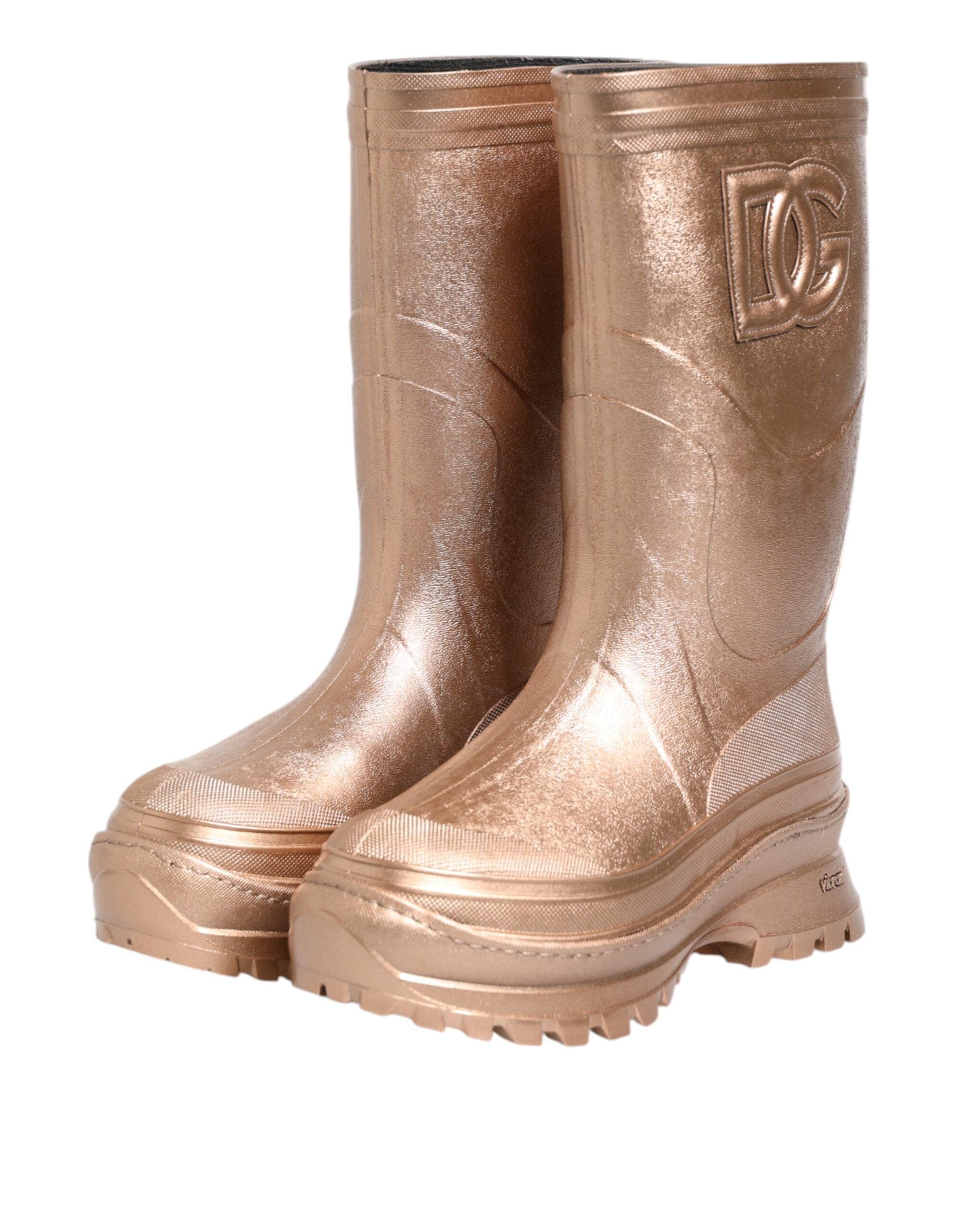 Rose Gold Rubber Pull On Rain Boots Shoes