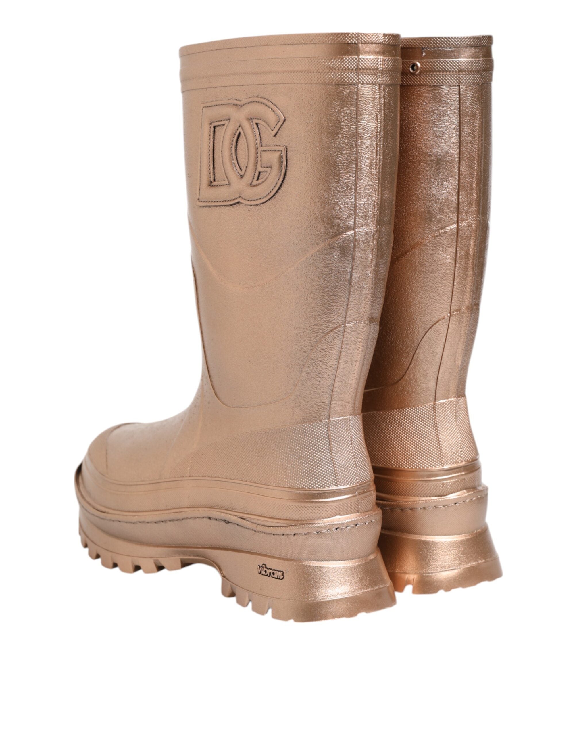 Rose Gold Rubber Pull On Rain Boots Shoes