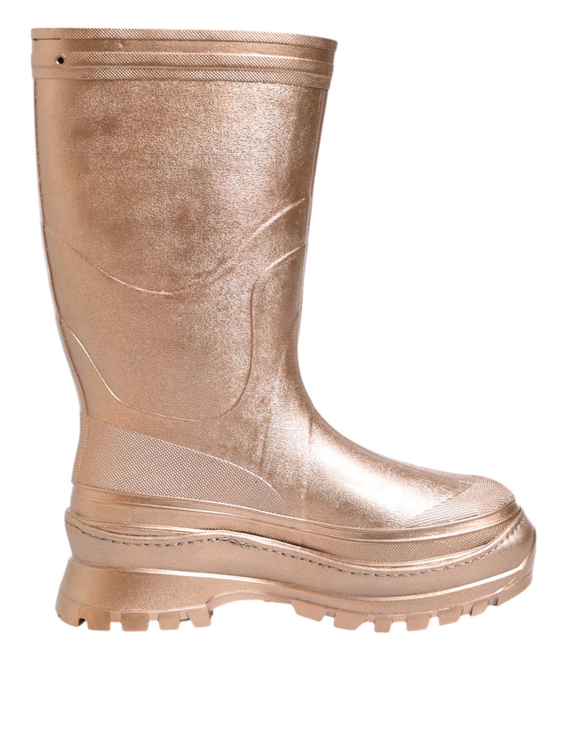 Rose Gold Rubber Pull On Rain Boots Shoes