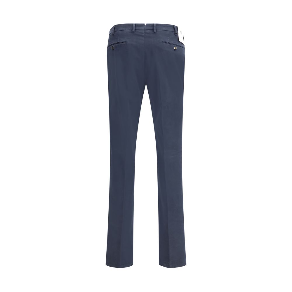 Blue Cotton Casual Pants