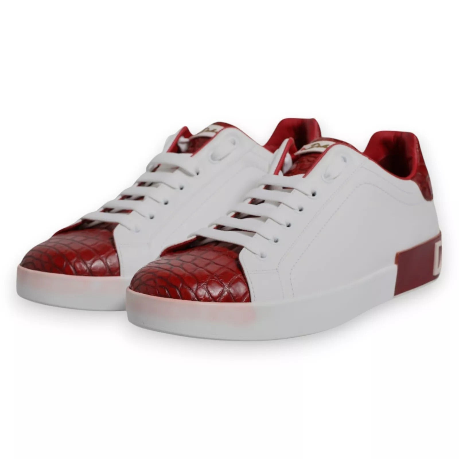 White Red Leather Logo Portofino Sneaker