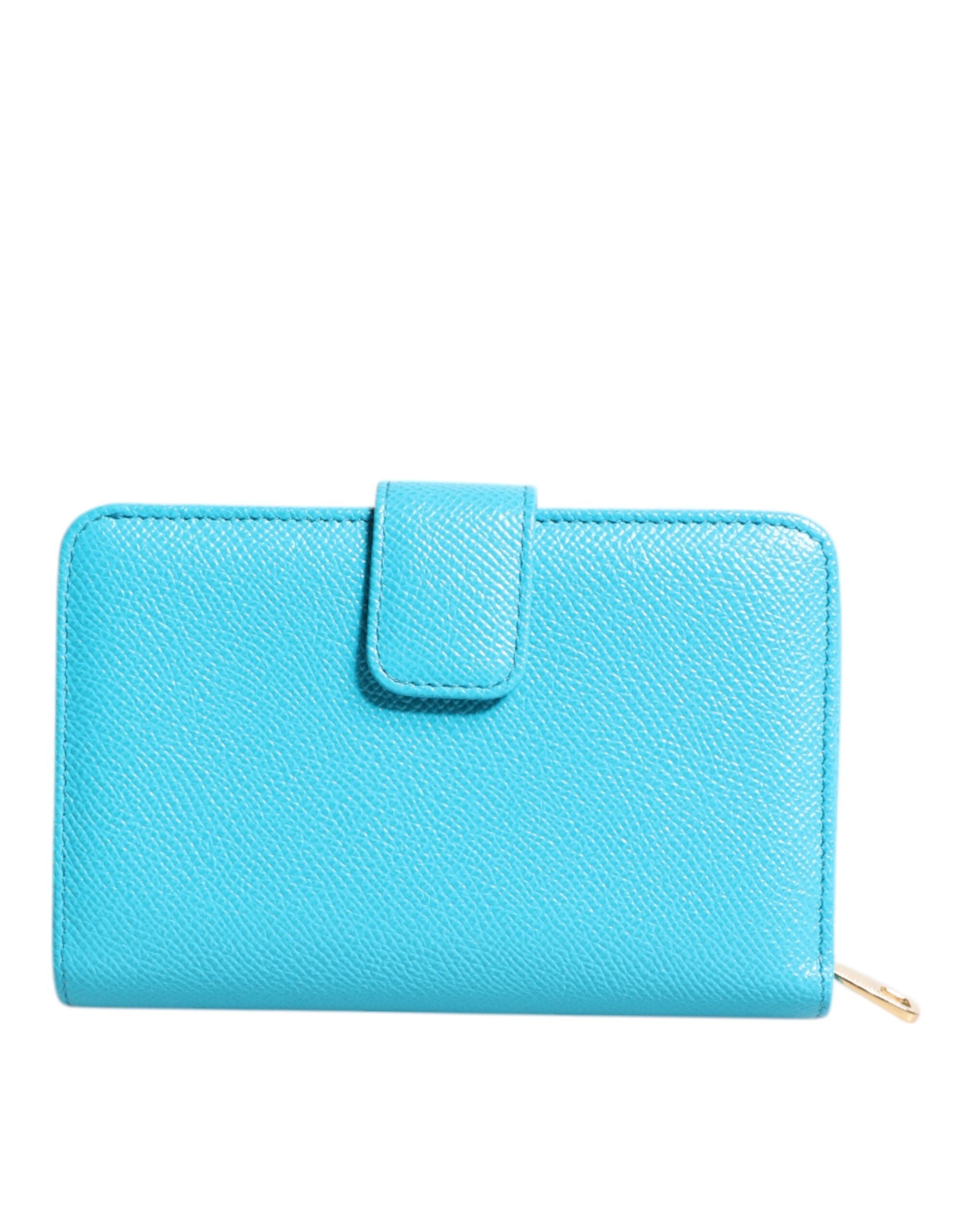 Light Blue Leather Bifold Continental Clutch Wallet