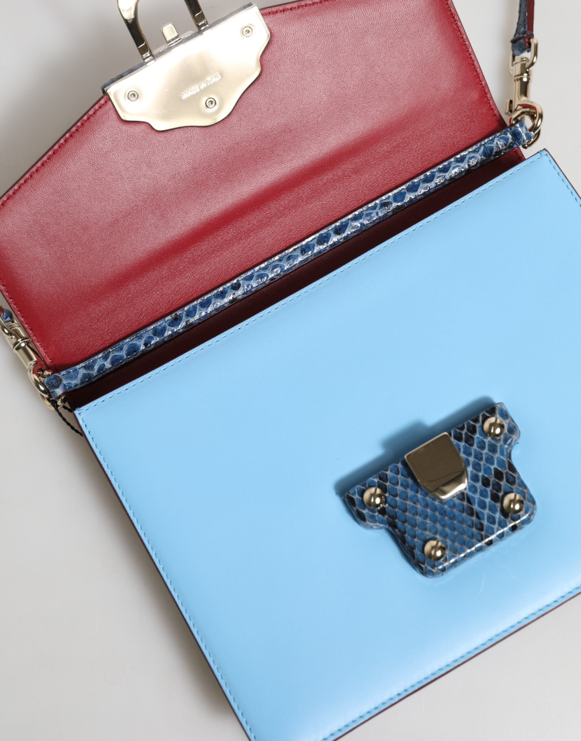 Blue Beige Exotic Leather LUCIA Crossbody Bag