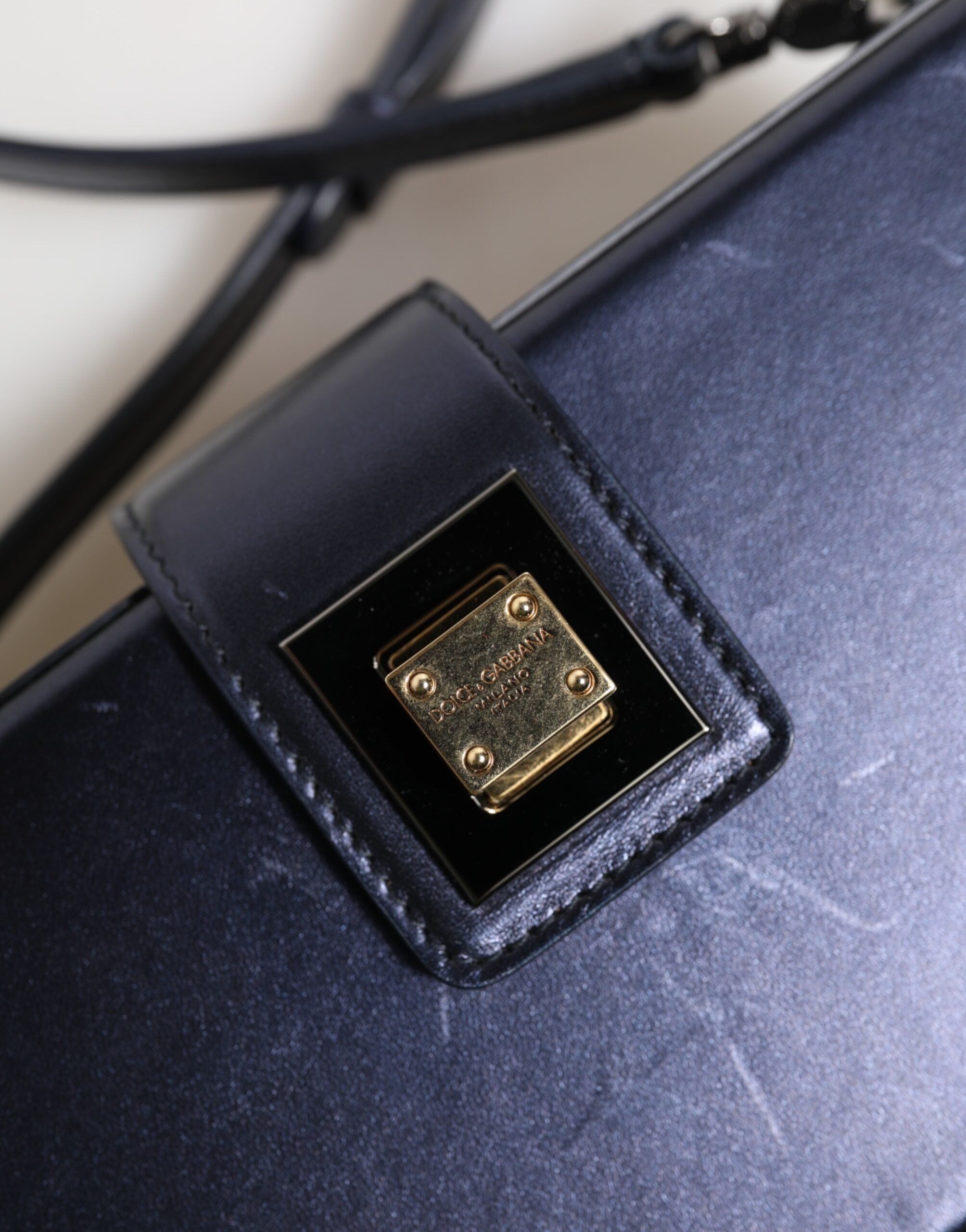 Blue DG BOX Lambskin Leather Crossbody Strap Bag