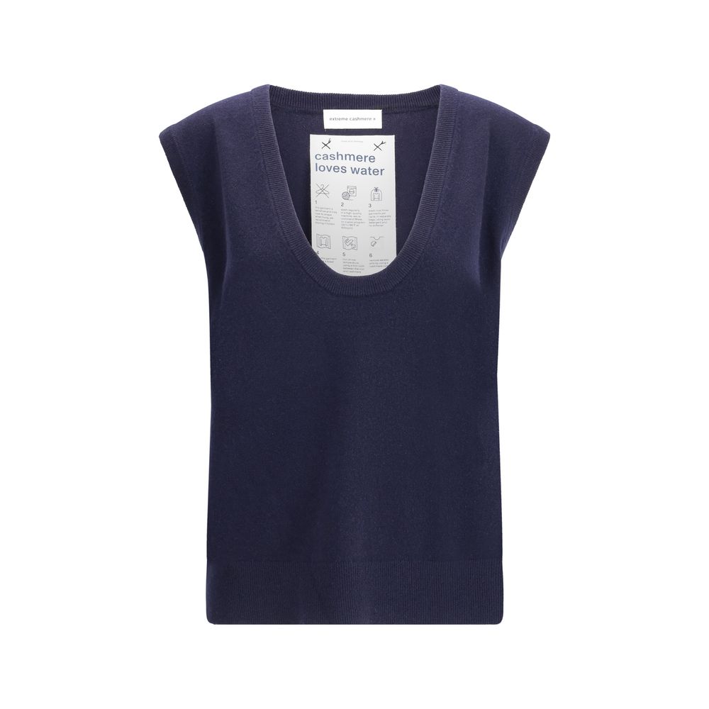 Blue Cashmere Sleeveles Sweater
