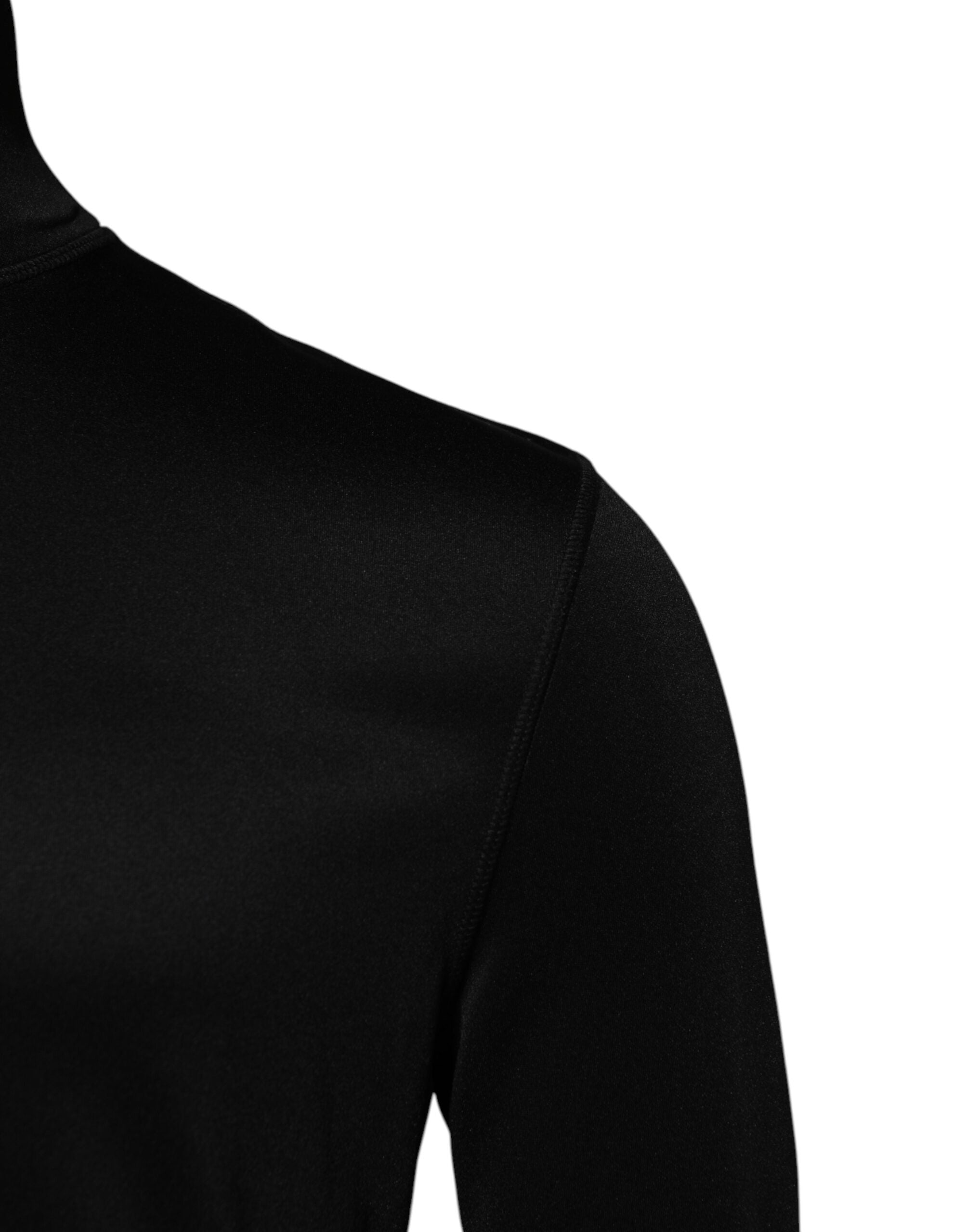 Black Polyester Turtleneck Pullover Sweater