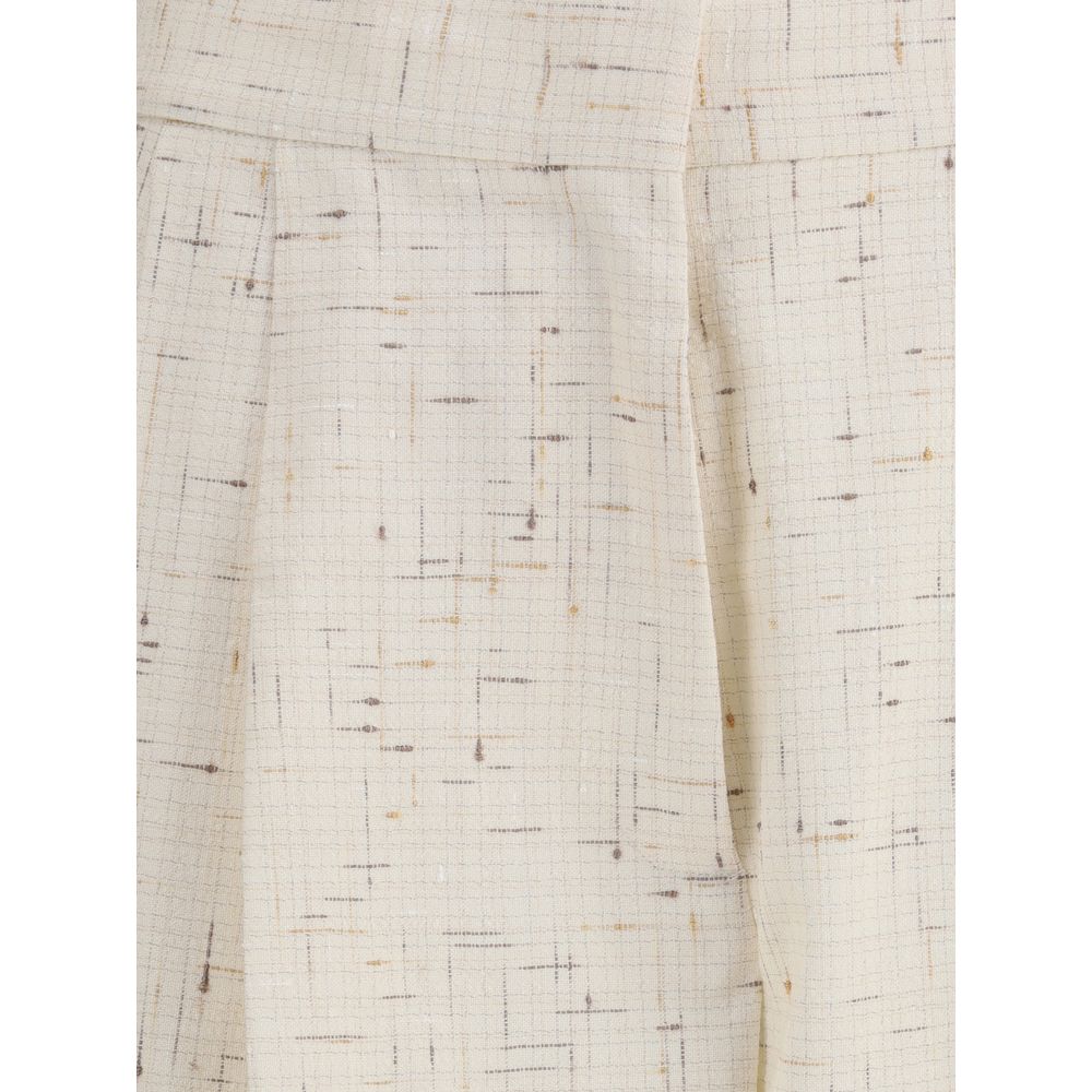 Cream Cotton Casual Pants