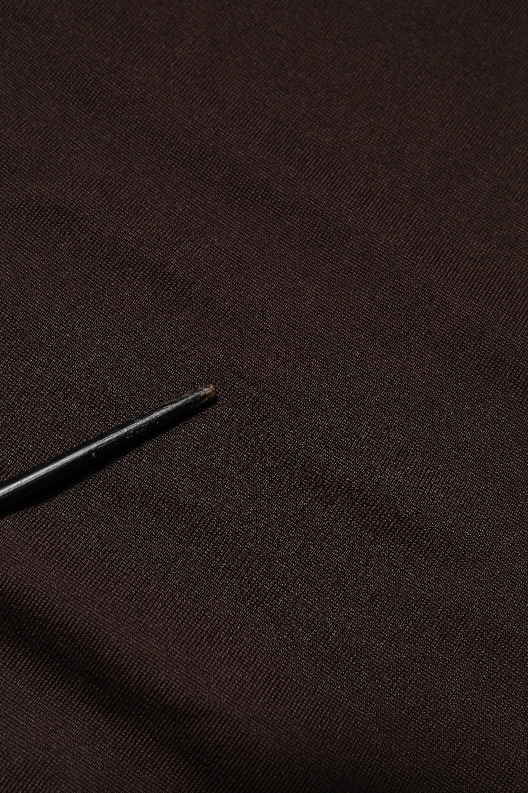 Brown Silk Crew Neck Short Sleeves T-shirt