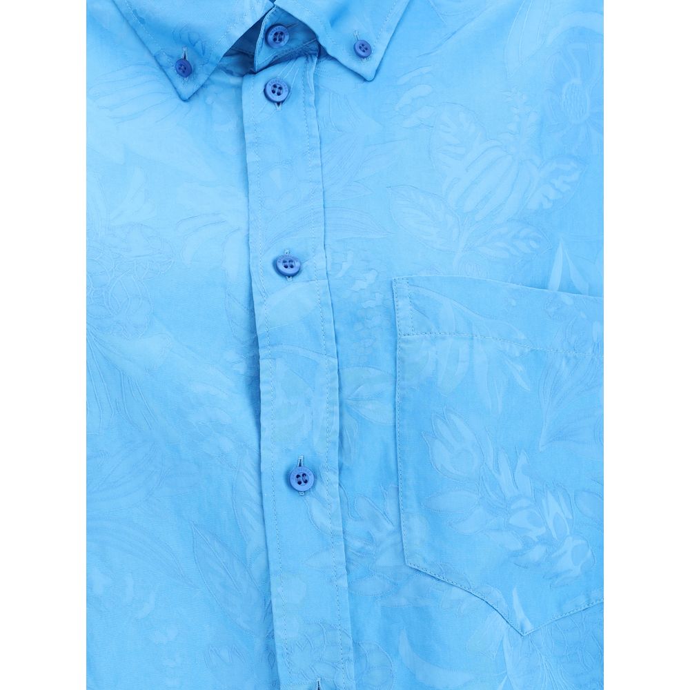 Blue Viscose Pattern Shirt