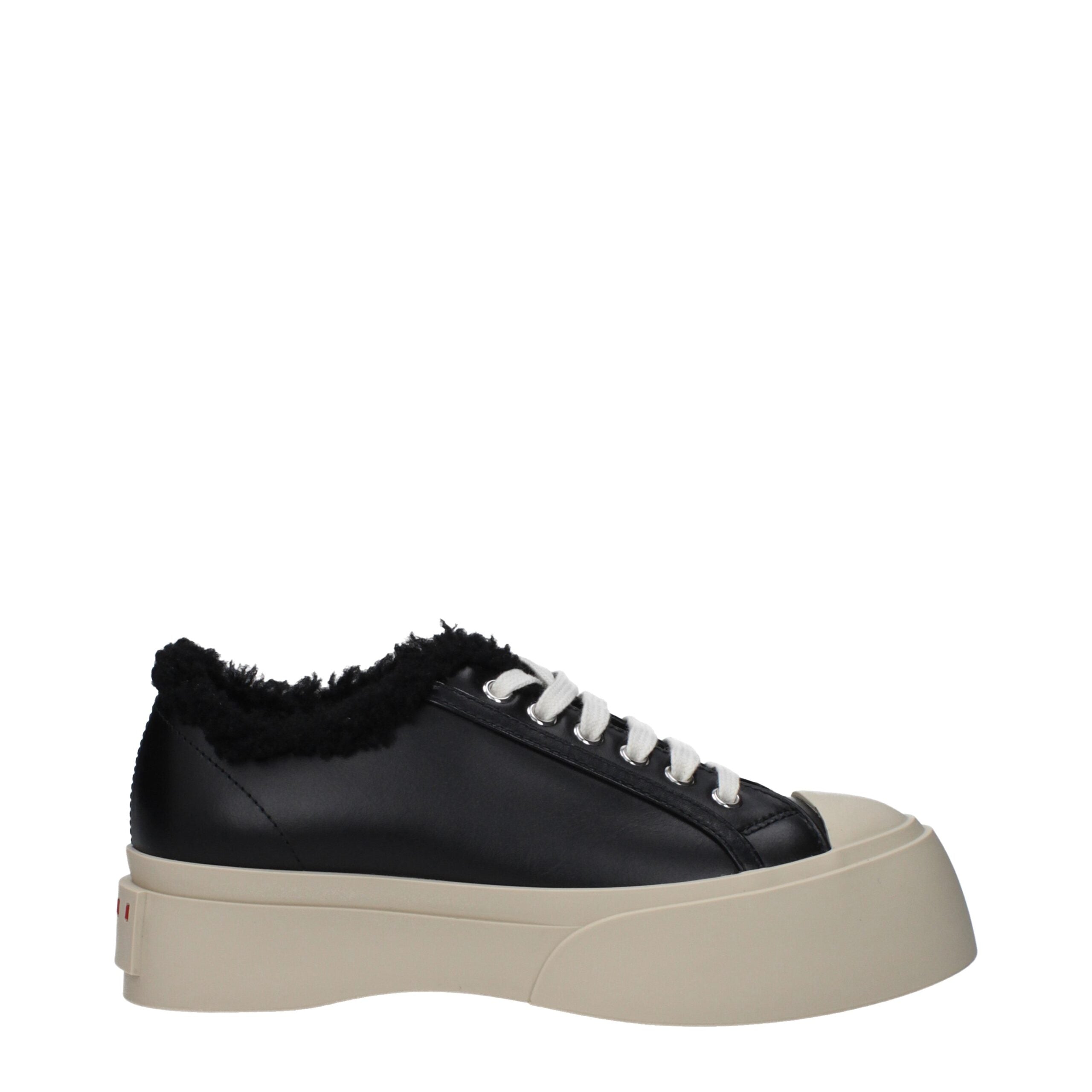 Black Leather Chunky Sneakers