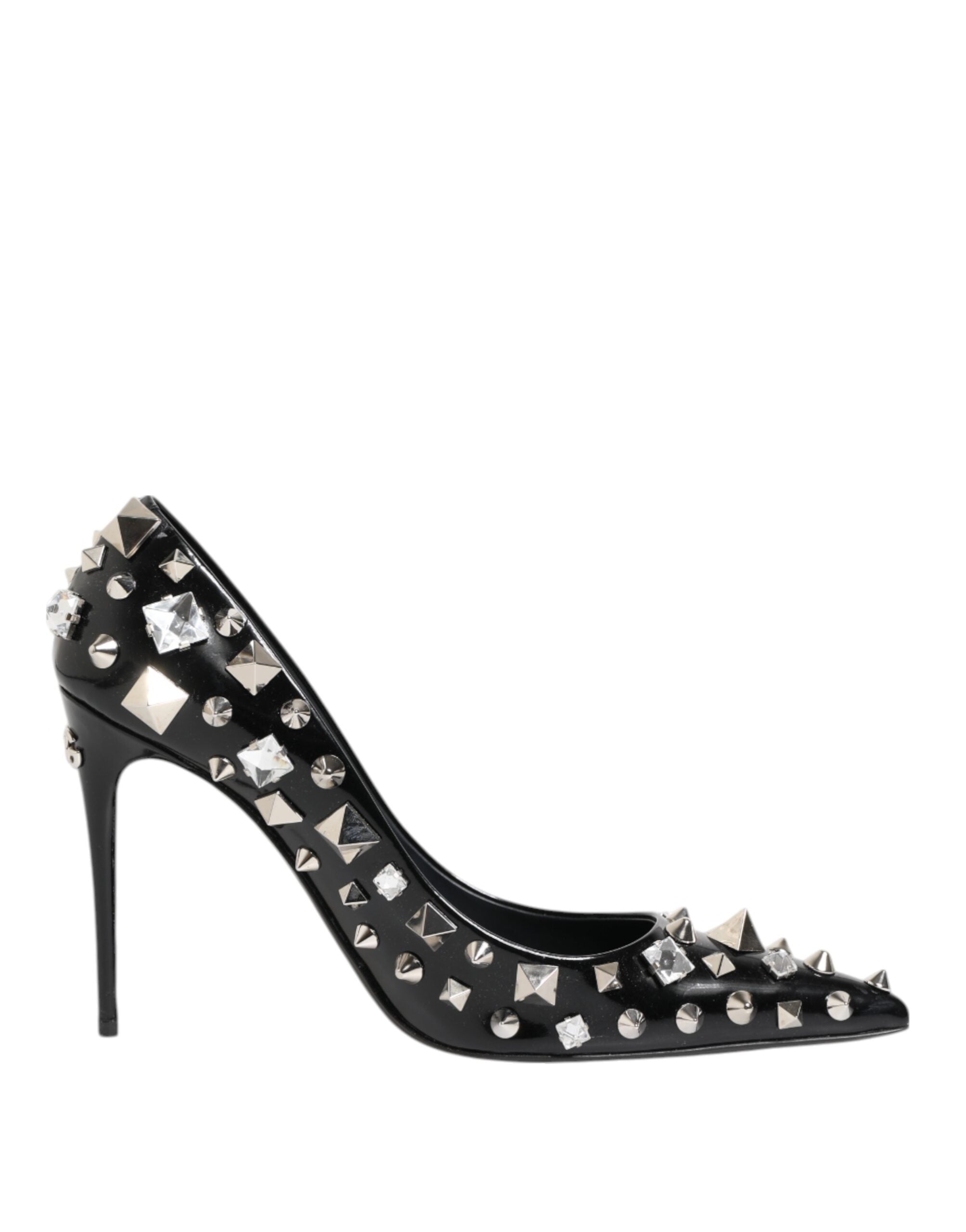 Black Crystals Studs Stiletto Pumps Shoes