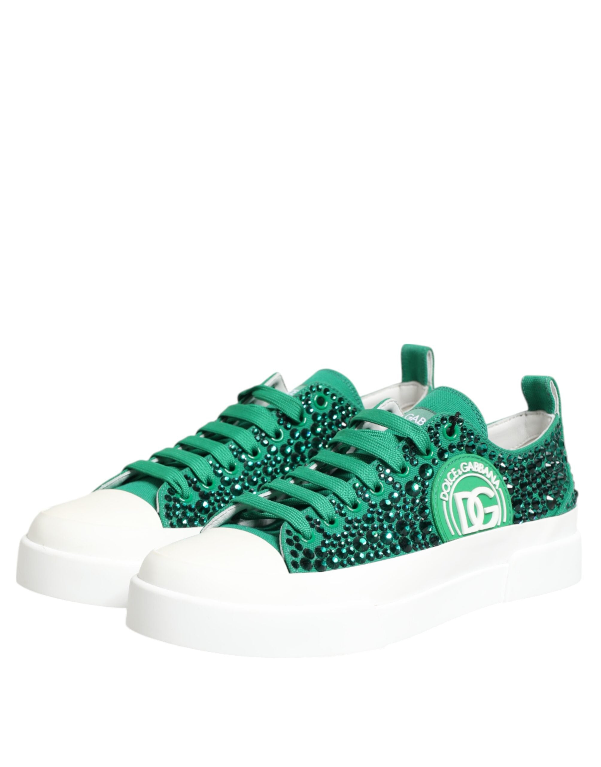 Green Portofino Crystal DG Logo Sneakers Shoes
