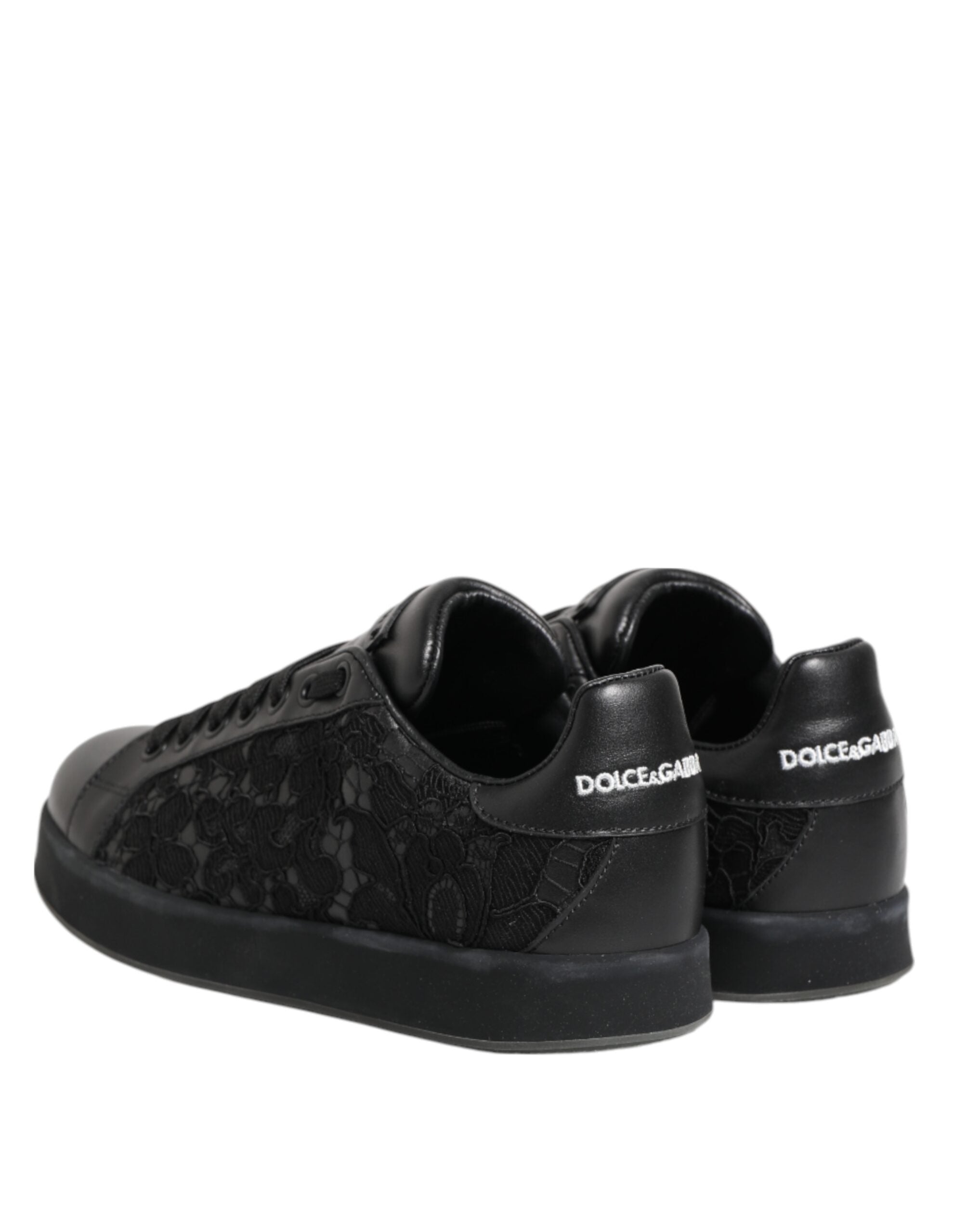Black Floral Lace Low Top Sneakers Shoes