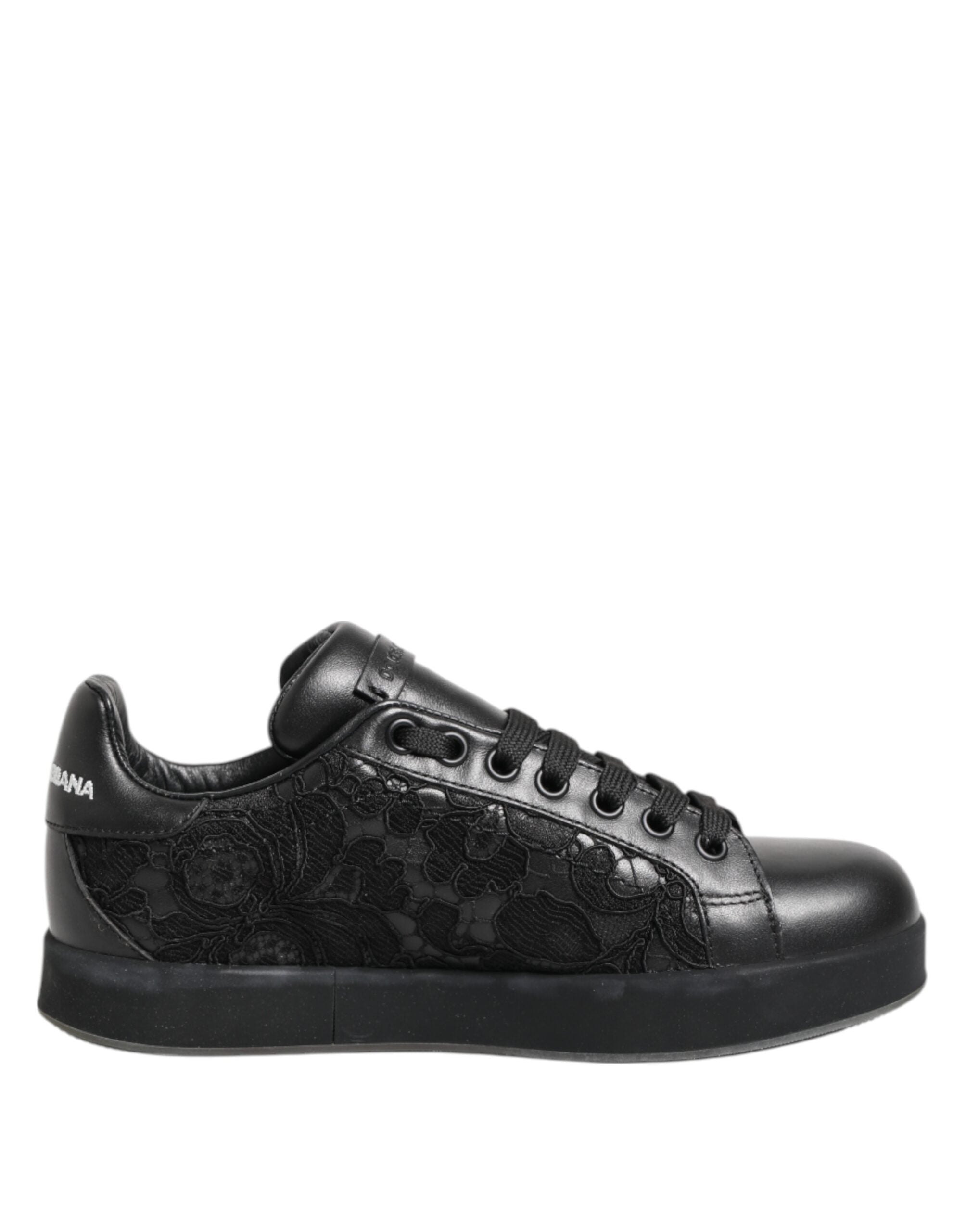 Black Floral Lace Low Top Sneakers Shoes
